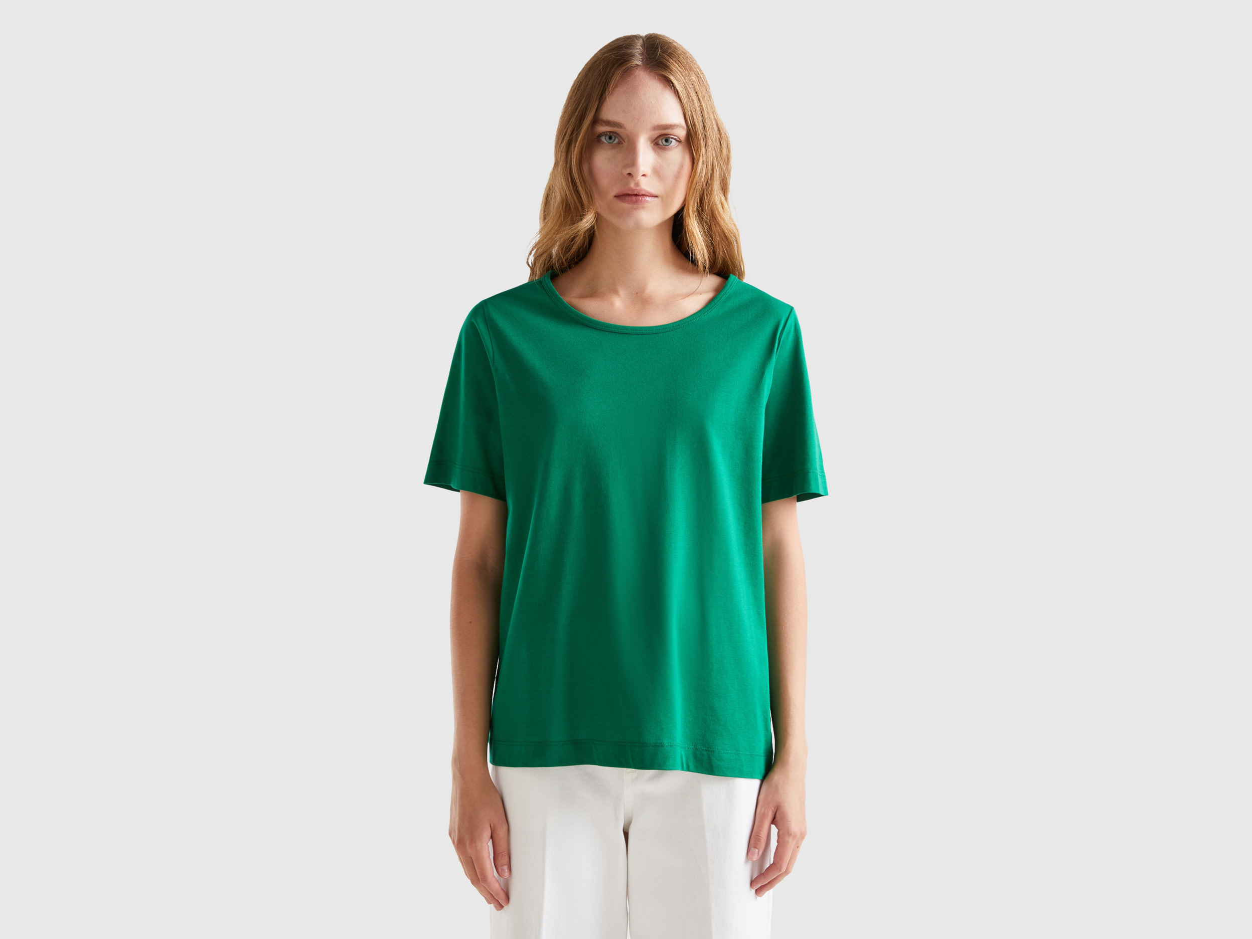 Benetton, Forest Green Short Sleeve T-shirt, size XS, Green, Women