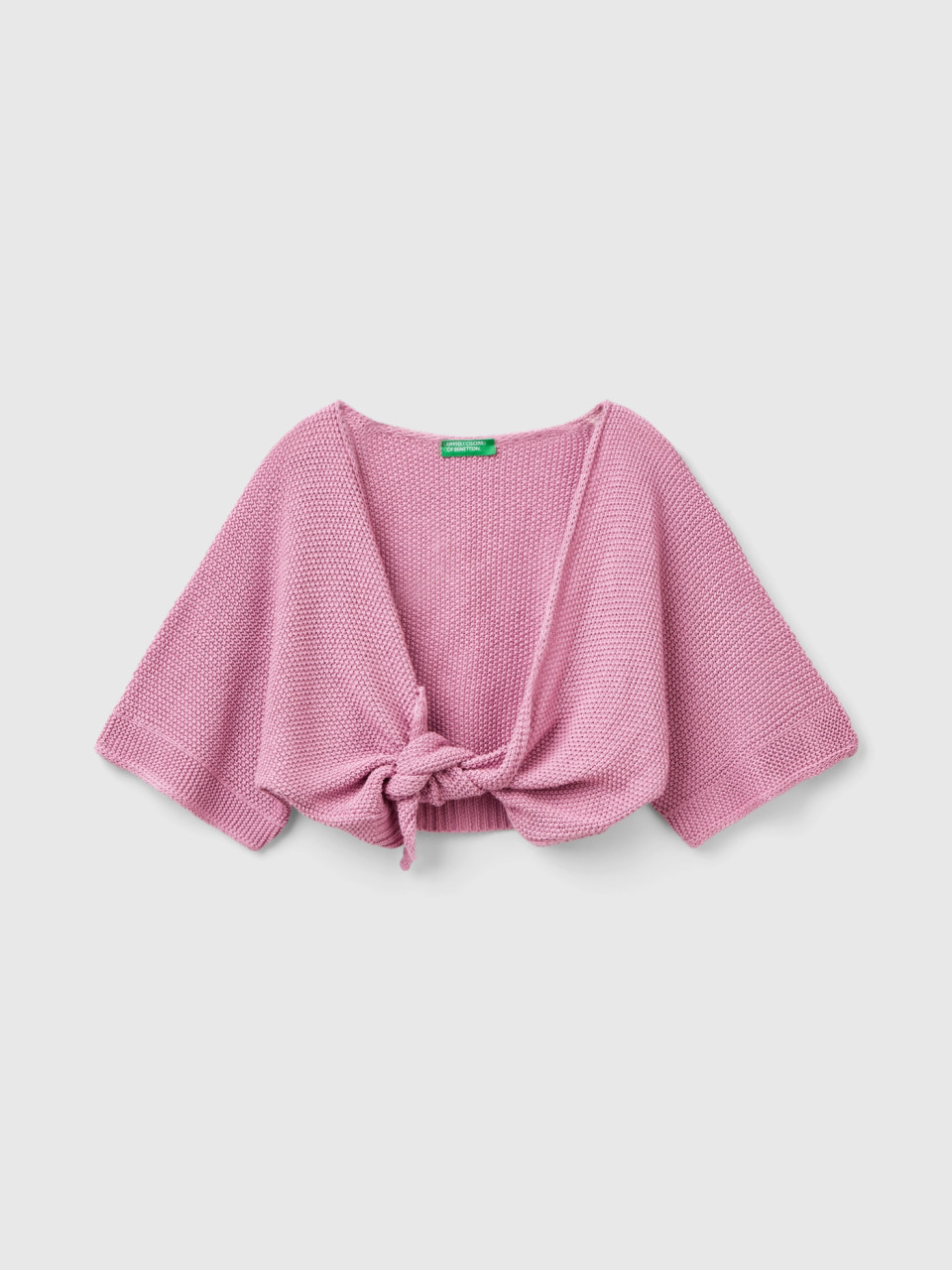 Benetton, Short Sleeve Cardigan In Linen Blend, Lilac, Kids