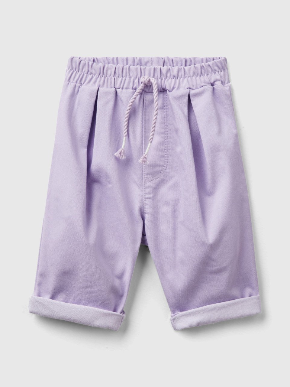 Benetton, Stretch Trousers With Drawstring, Lilac, Kids
