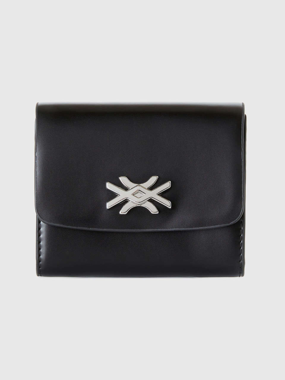 Benetton, Small Wallet In Imitation Leather, Black, Women
