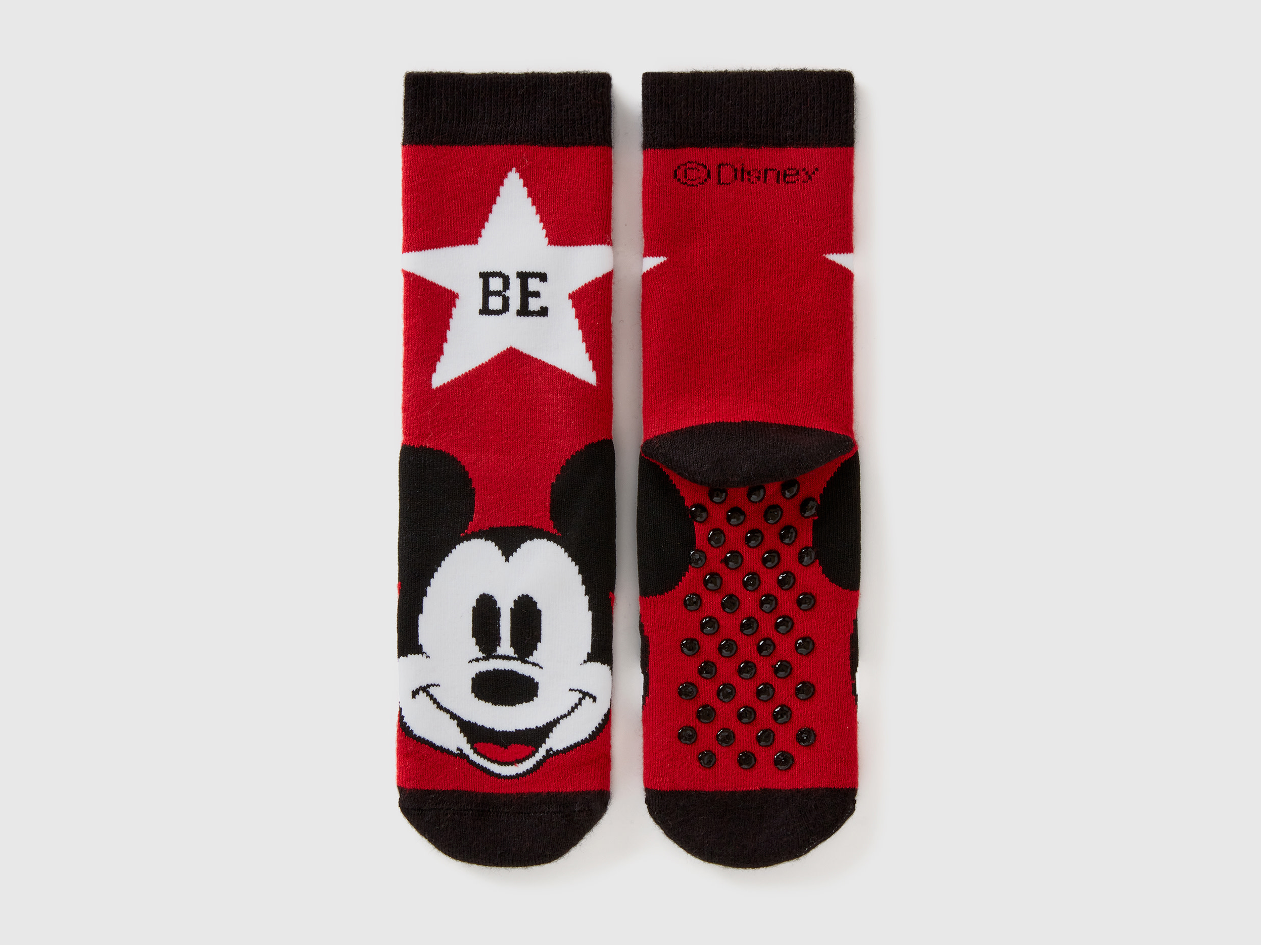 benetton, chaussettes antidérapantes mickey, taille 8-9, rouge, enfants