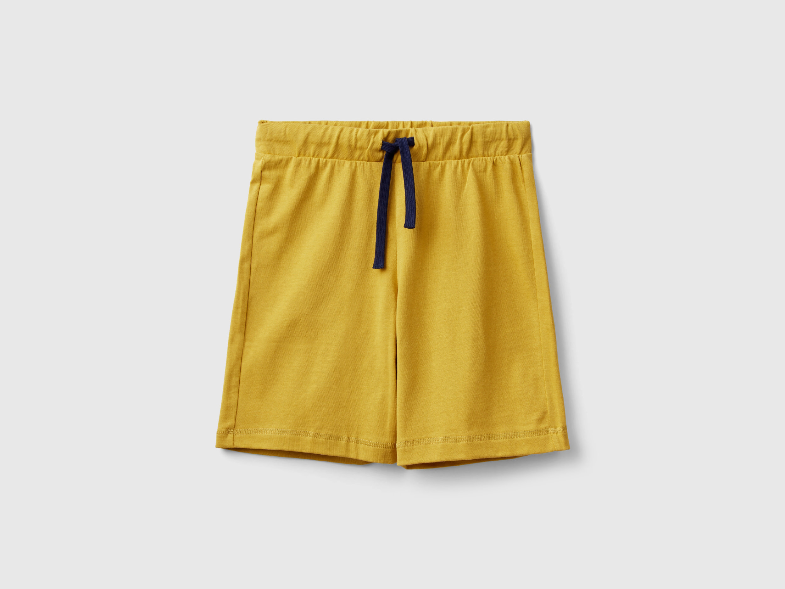 Benetton, Bermuda In 100% Cotone, Senape, Bambini