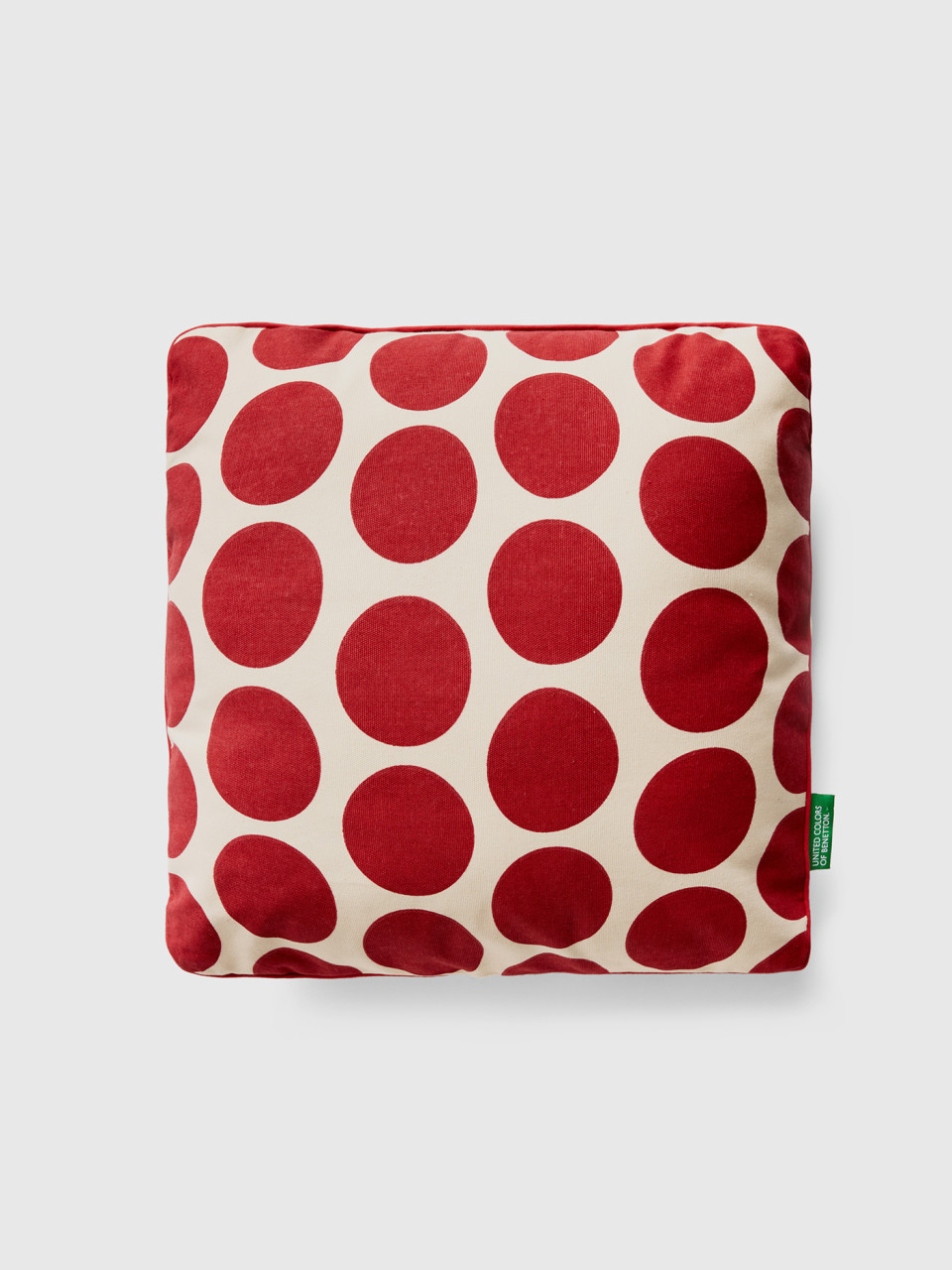 Benetton, Square Pillow With Red Polka Dots, White, Benetton Home