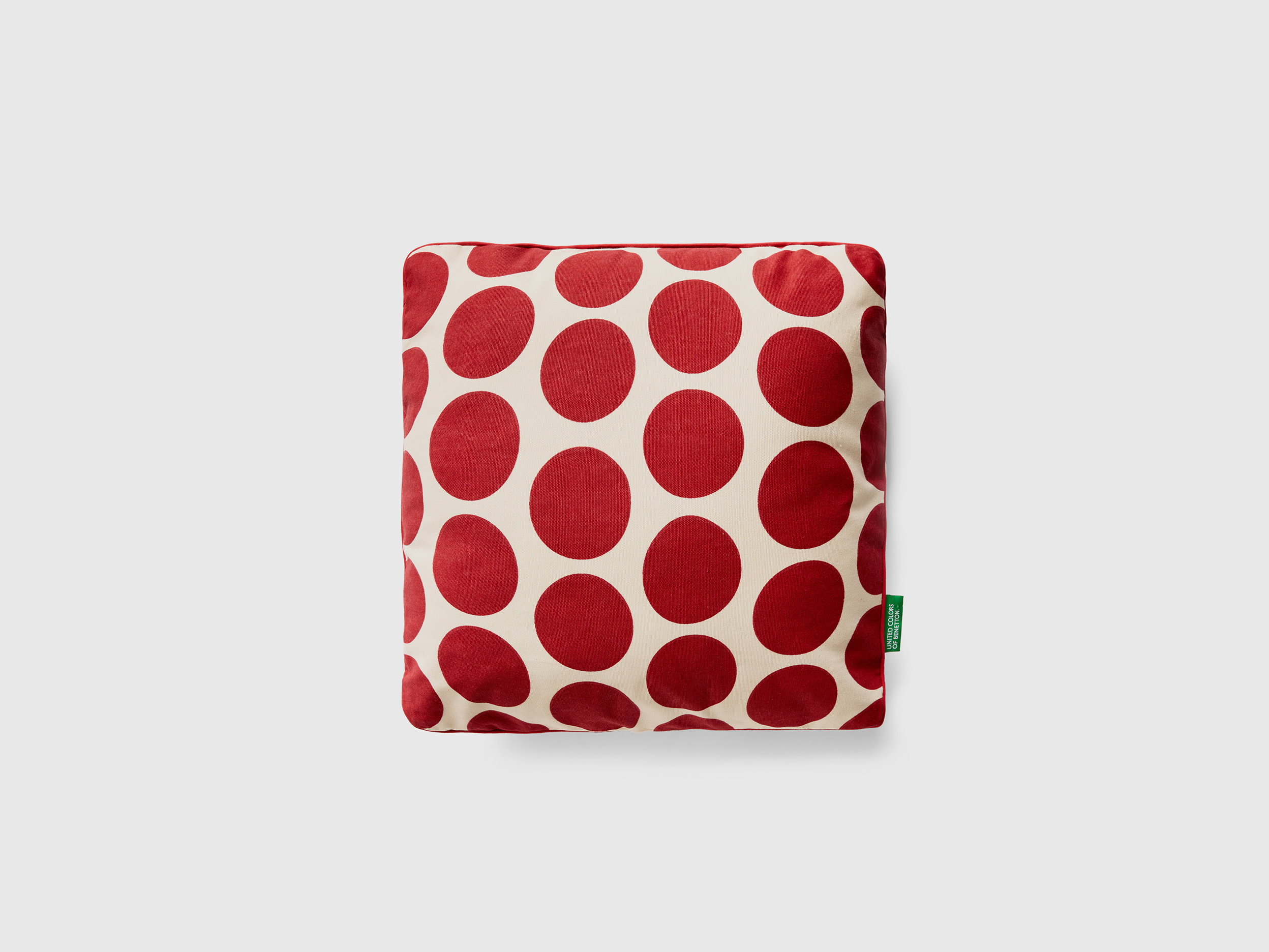 Benetton, Square Pillow With Red Polka Dots, size OS, White, Benetton Home
