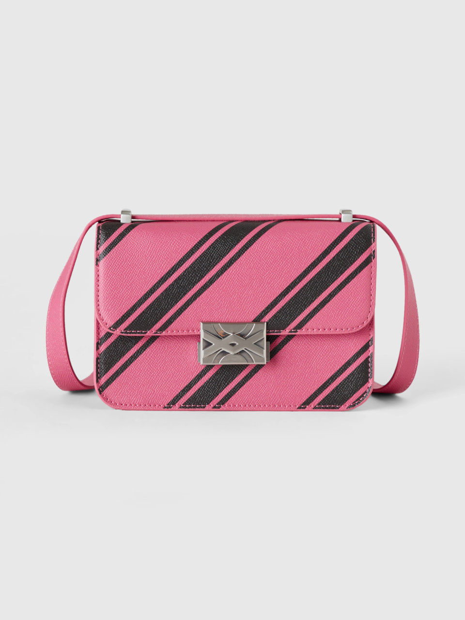 Benetton, Pink Bag With Regimental Stripes, Pink, Women