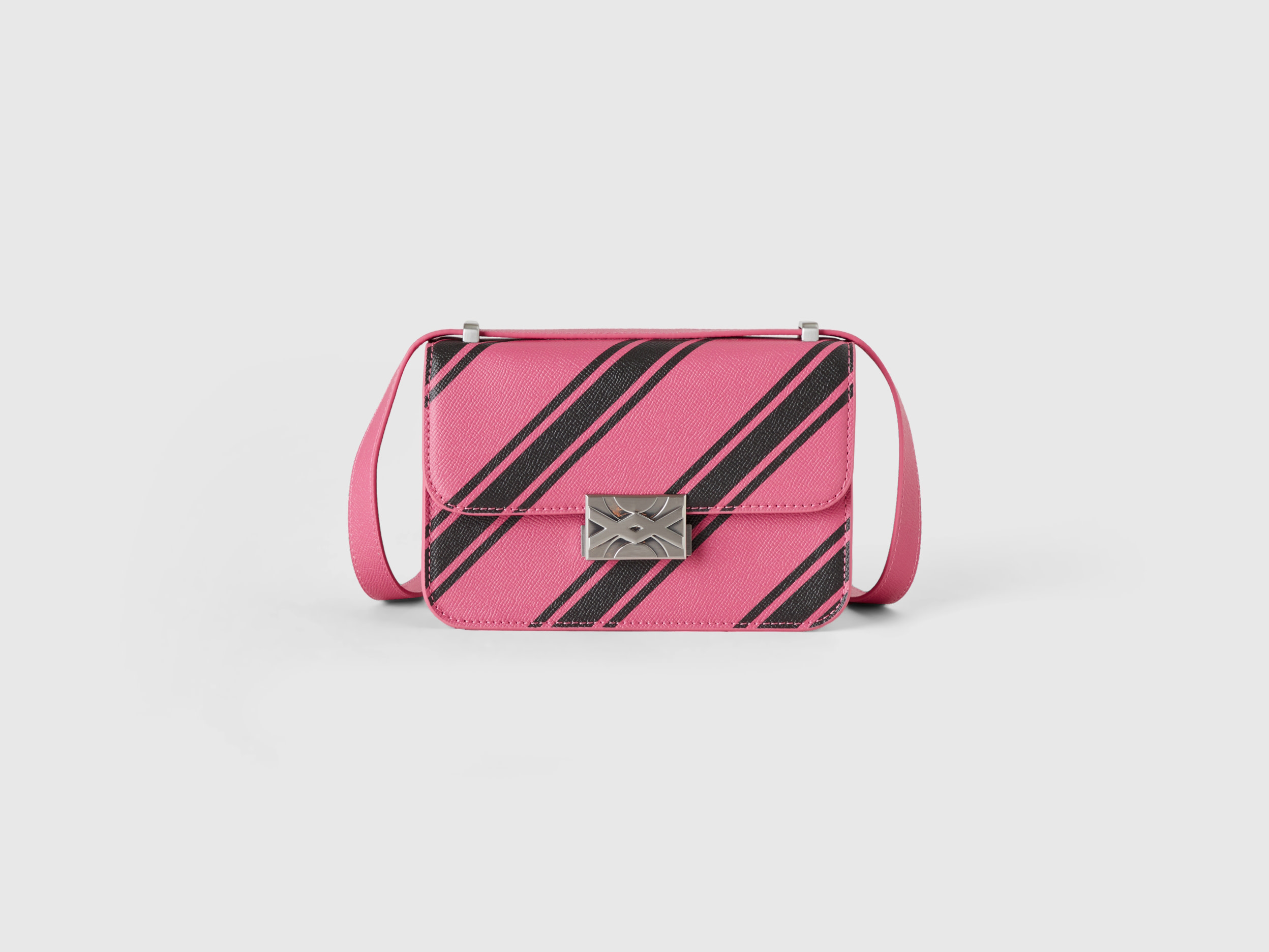 Benetton, Pink Bag With Regimental Stripes, size OS, Pink, Women