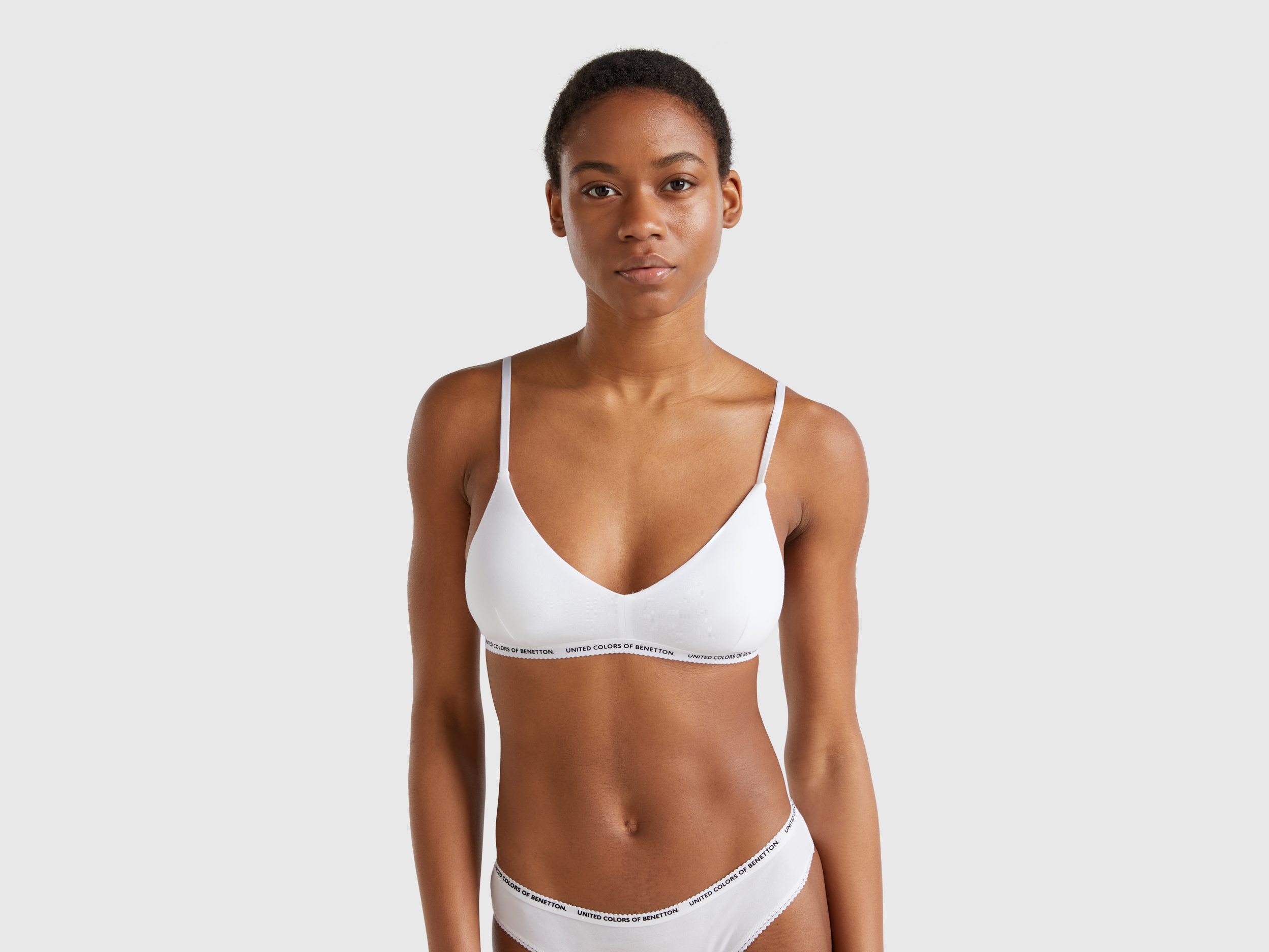 Benetton, Stretch Cotton Bra, size 38, White, Women