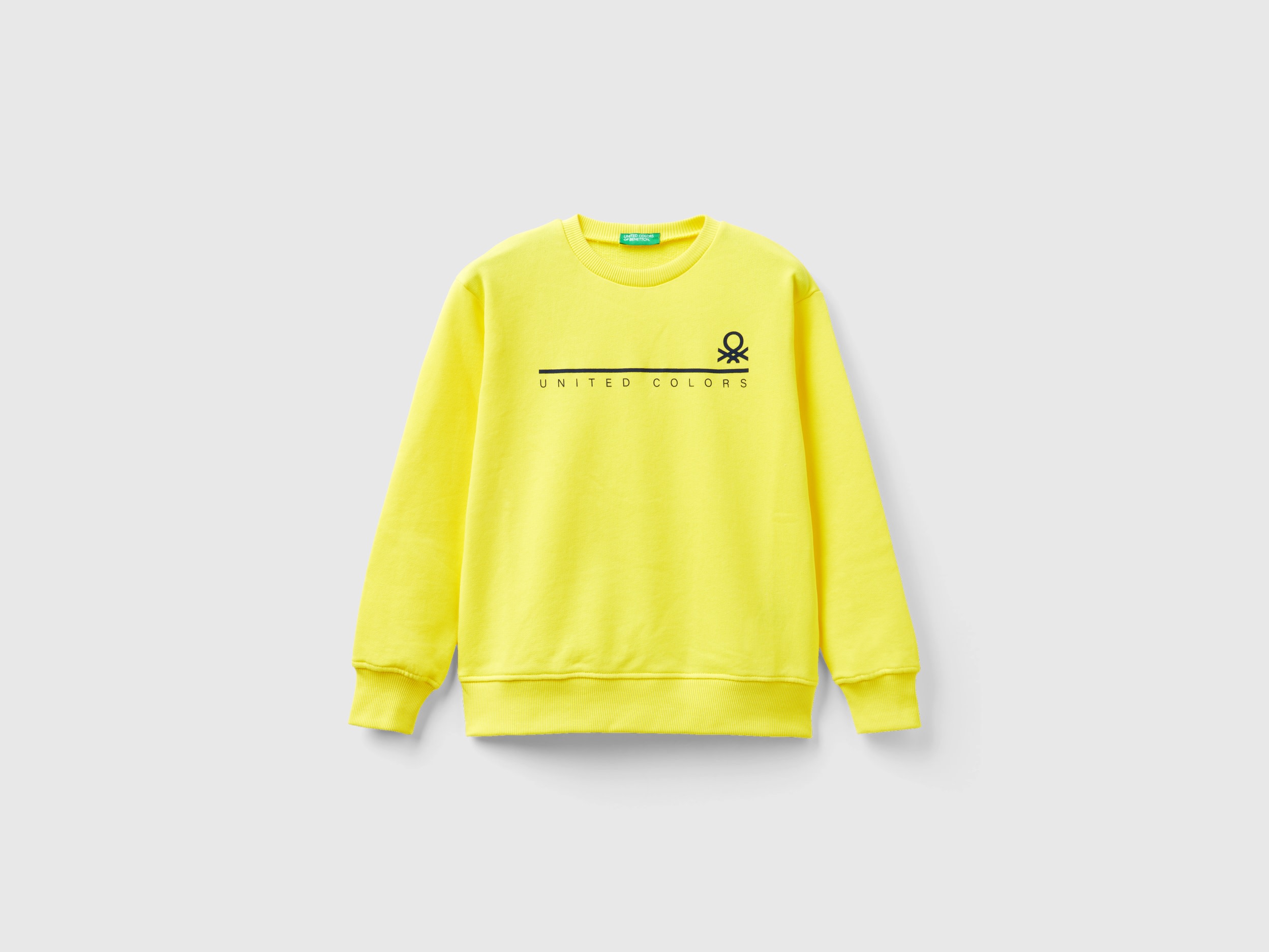 Benetton, Sweatshirt With Logo Print, size L, Yellow, Kids