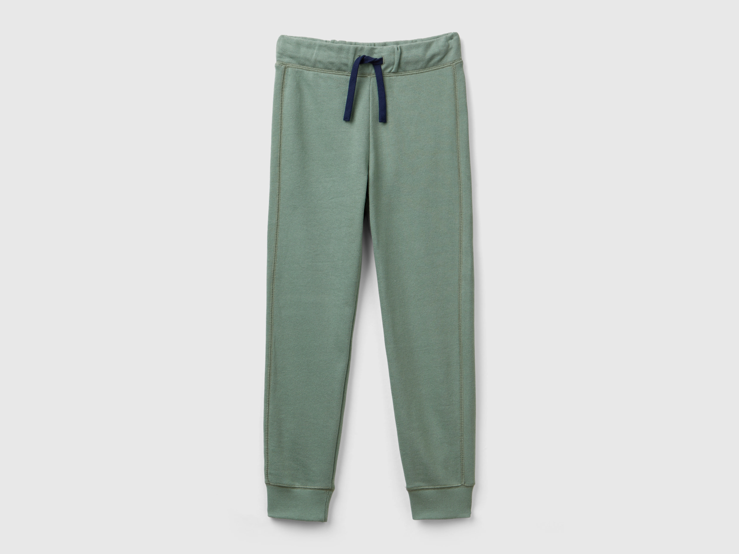 Benetton, Pantaloni In Felpa 100% Cotone, Verde Chiaro, Bambini