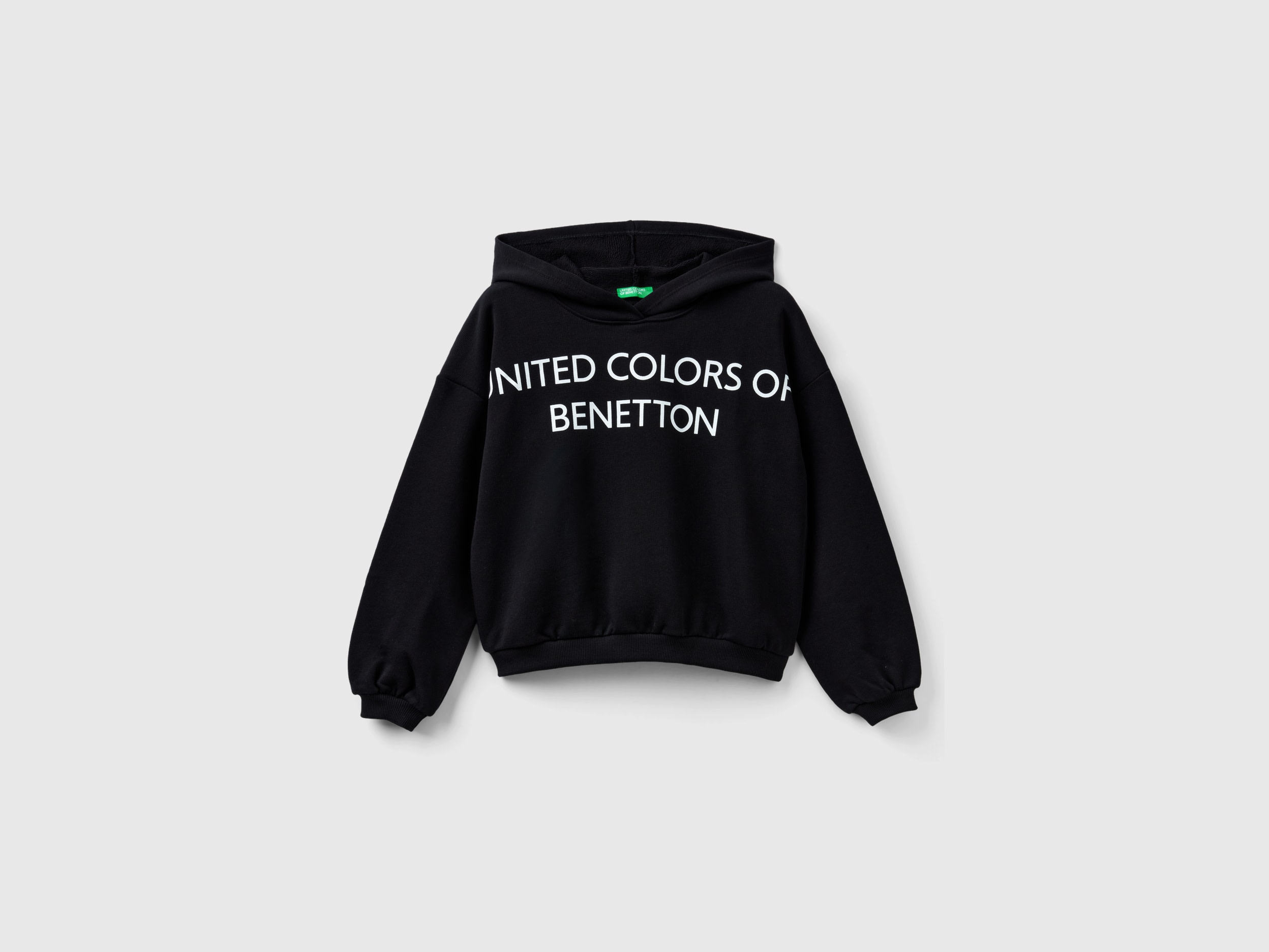 Benetton, Hoodie With Maxi Logo, size 2XL, Black, Kids
