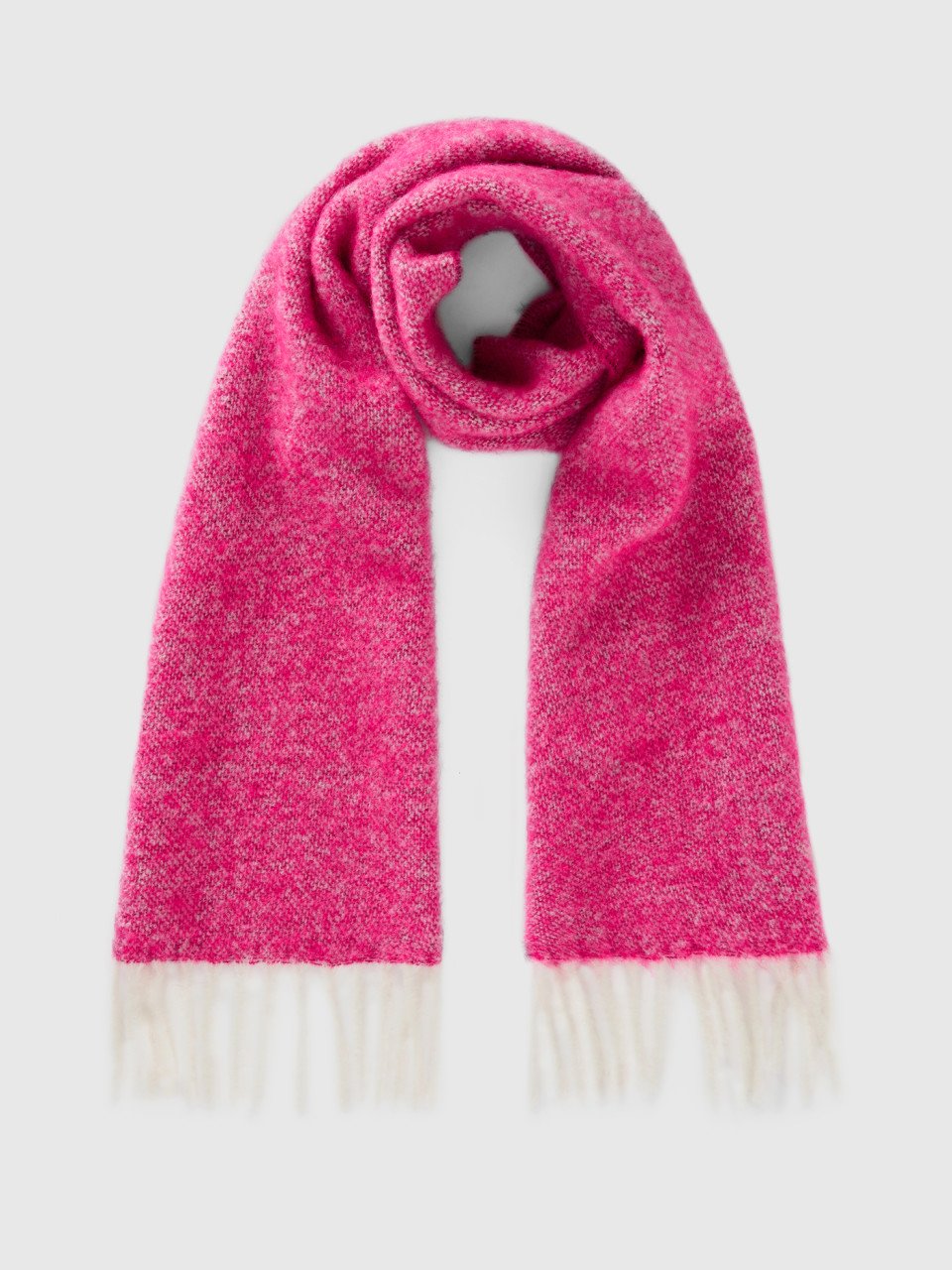 Benetton, Scarf In Recycled Fabric And Wool Blend, Fuchsia, Women