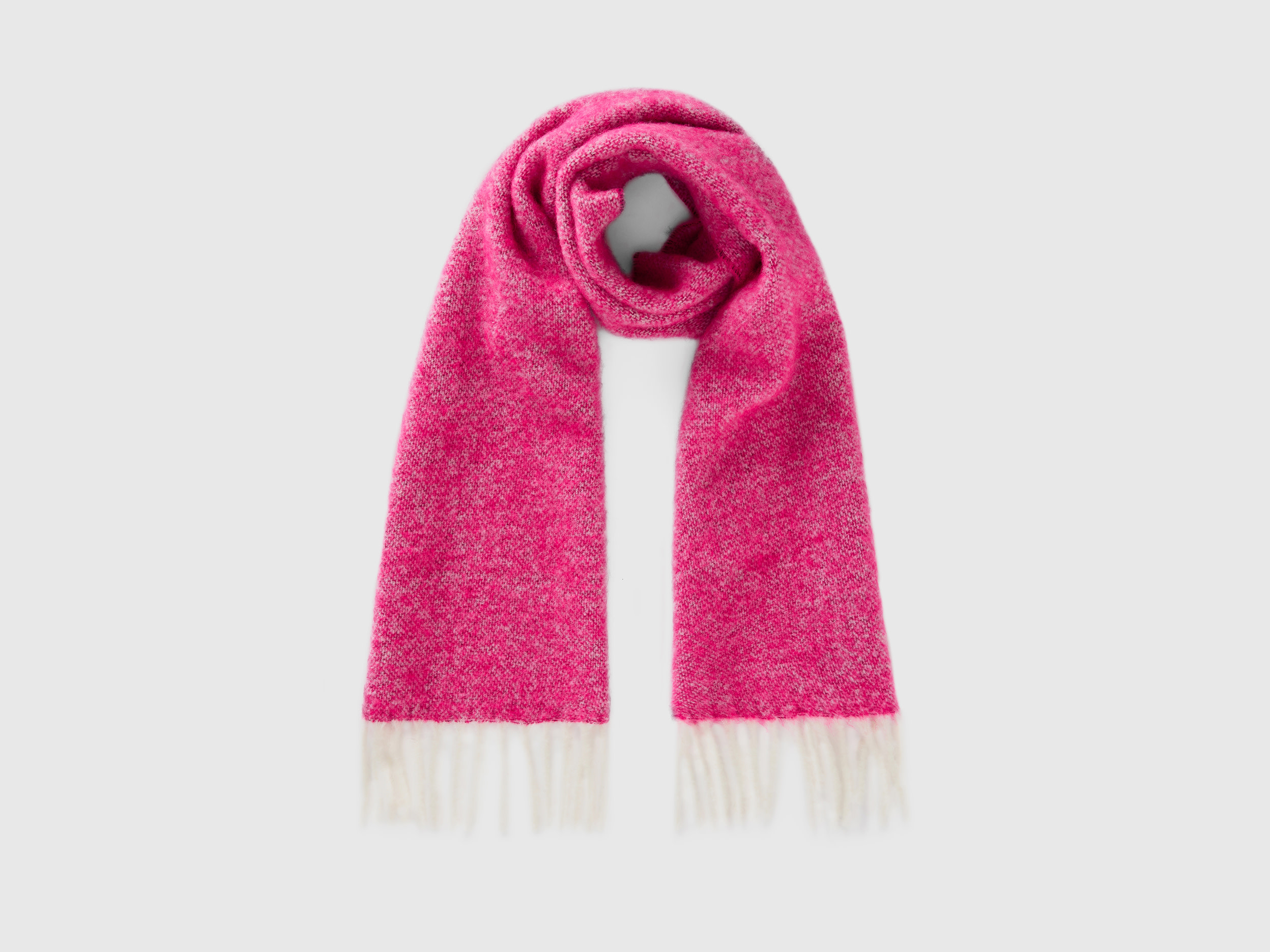 Benetton, Scarf In Recycled Fabric And Wool Blend, size OS, Fuchsia, Women