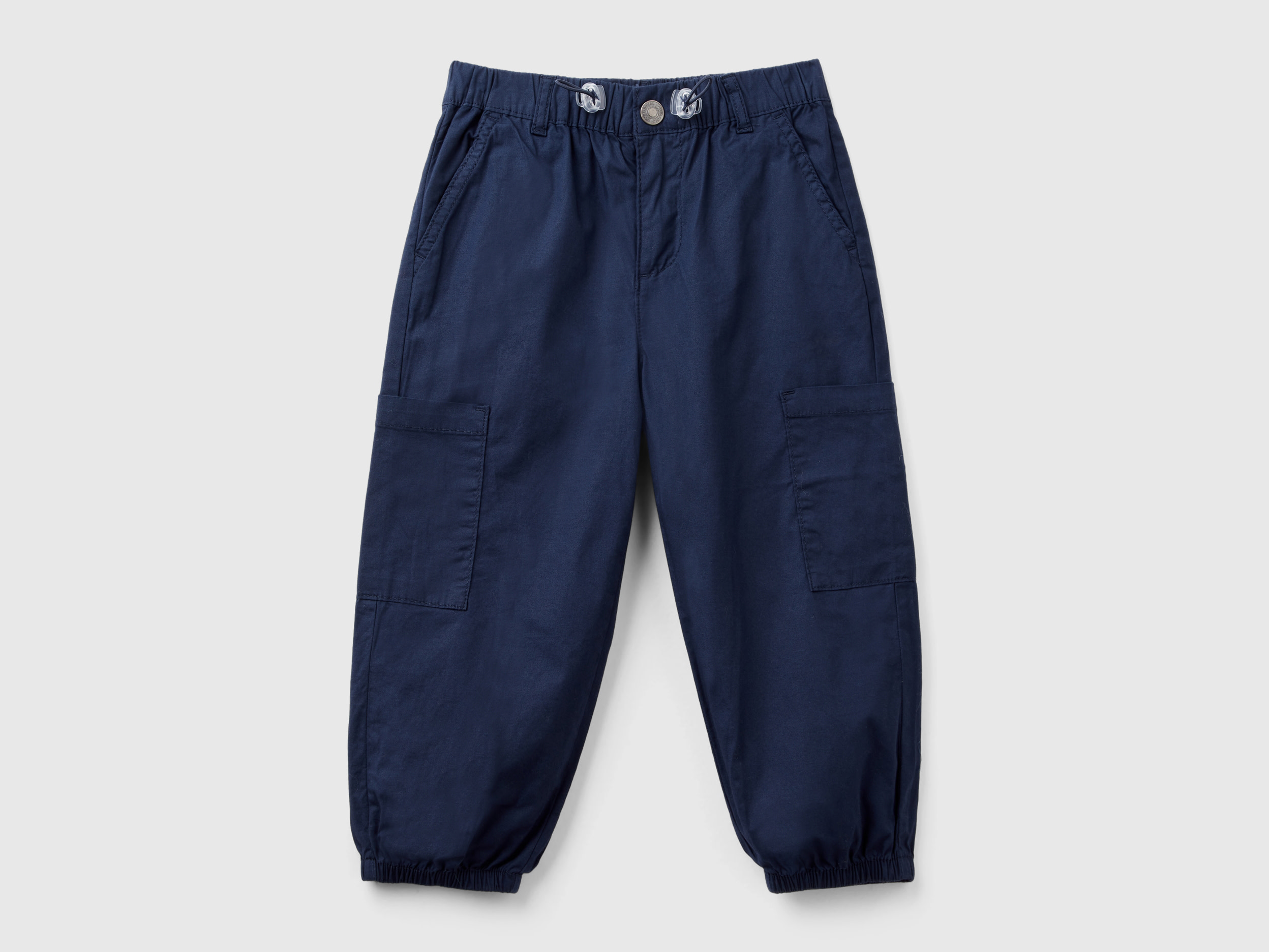 Benetton, Stretch Cotton Parachute Trousers, size 12-18, Dark Blue, Kids