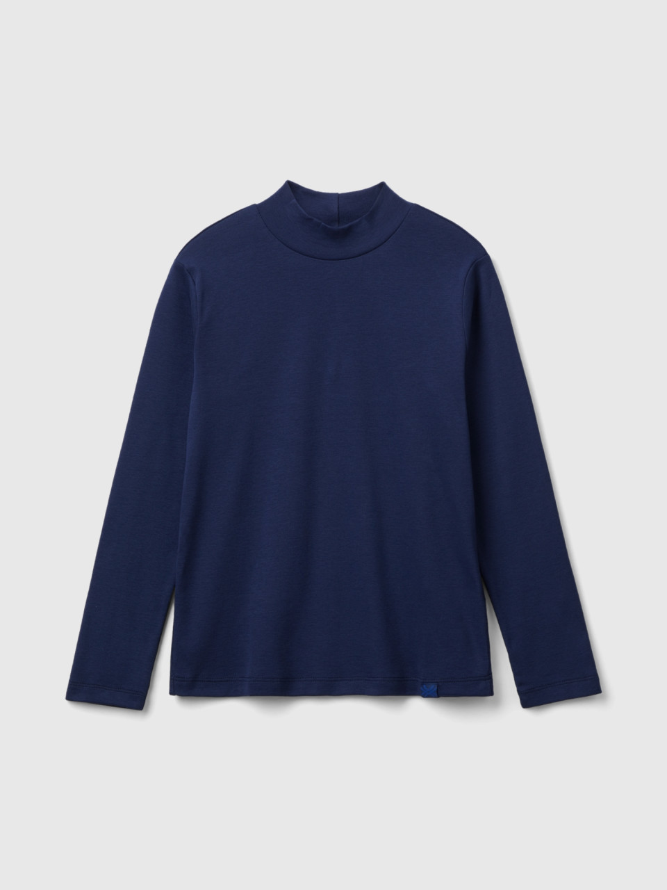 Benetton, Rubbed Knit Turtleneck T-shirt, Dark Blue, Kids
