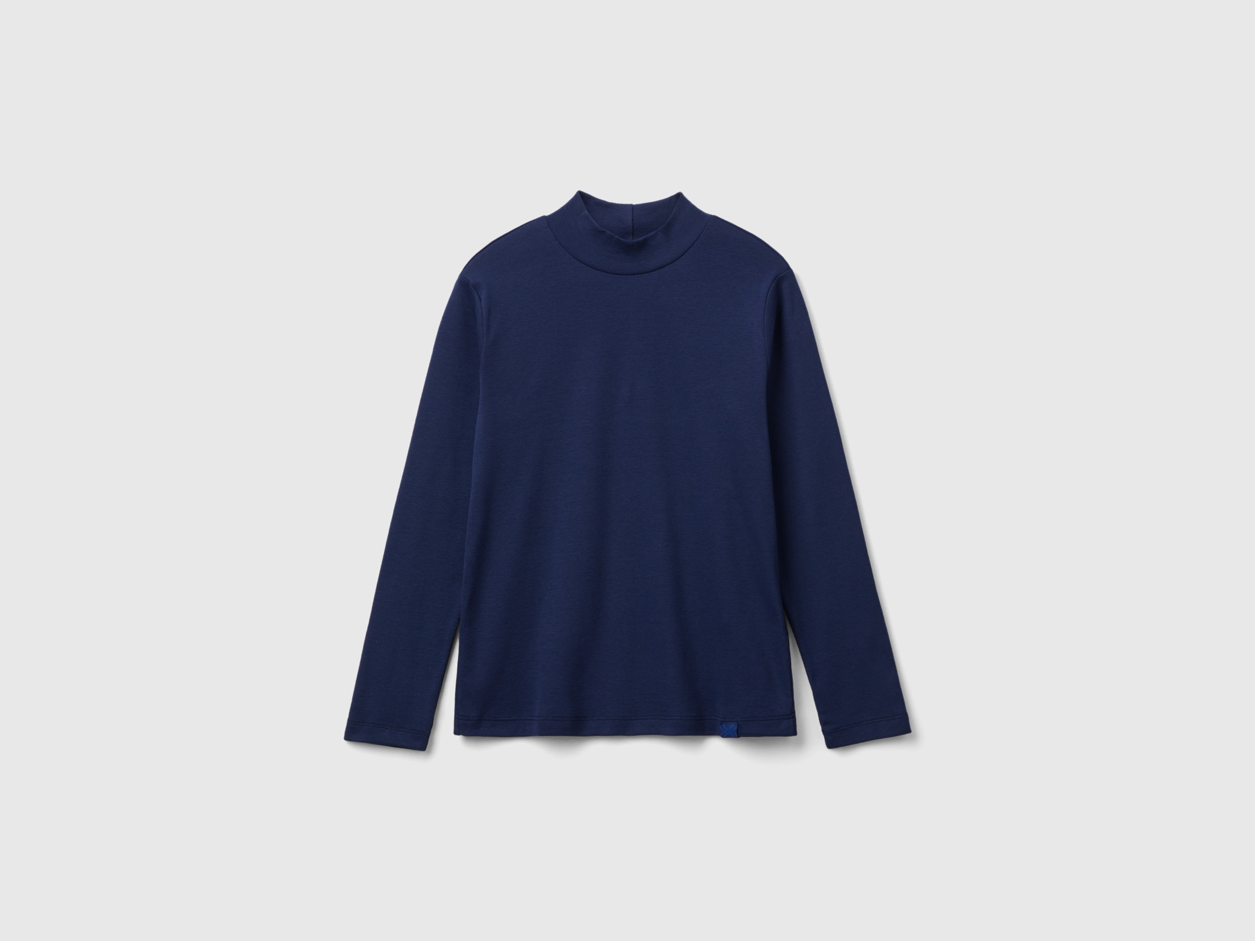 Benetton, Rubbed Knit Turtleneck T-shirt, size M, Dark Blue, Kids
