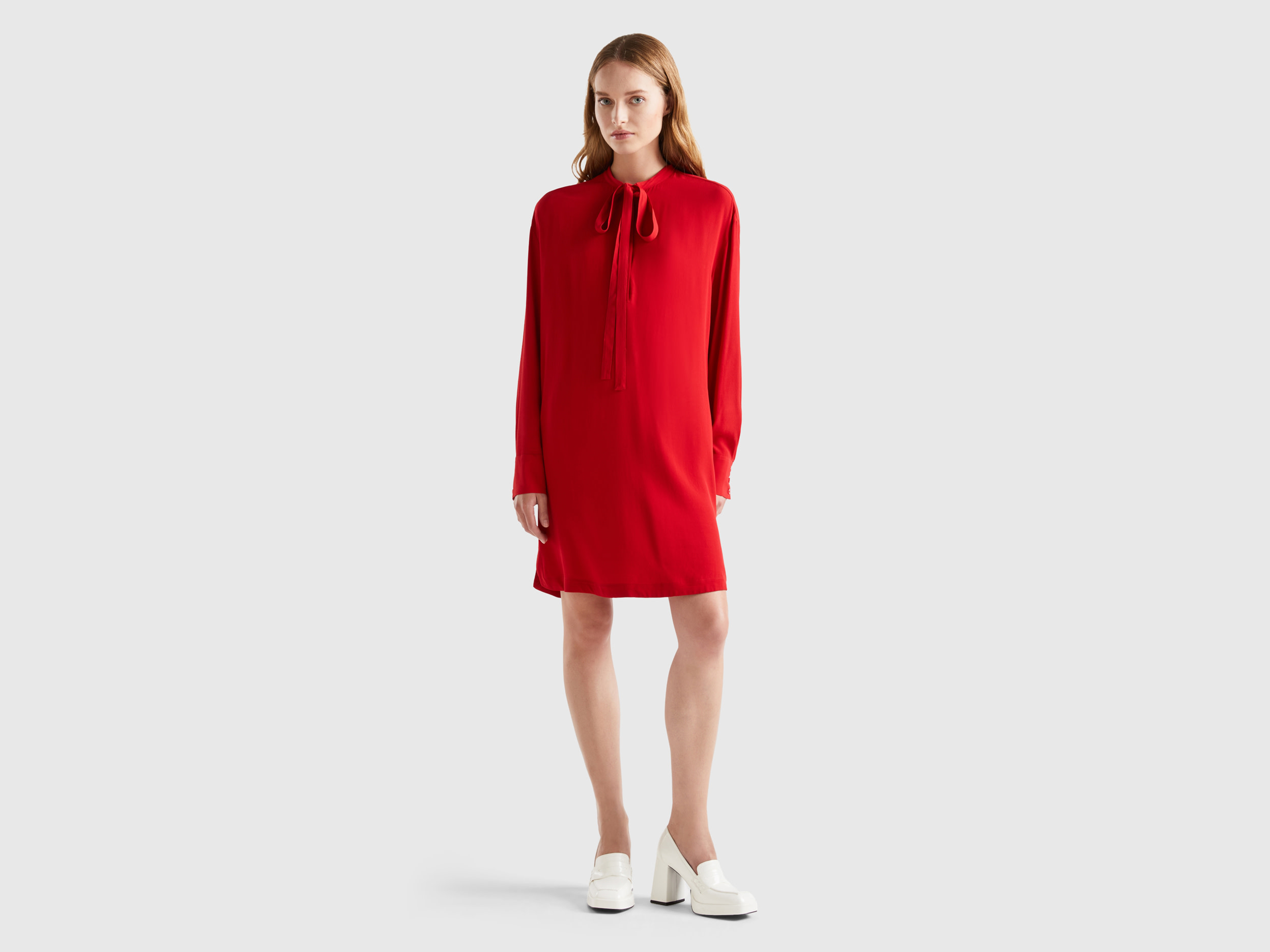 Benetton, Short Dress With Laces, size S, Red, Women