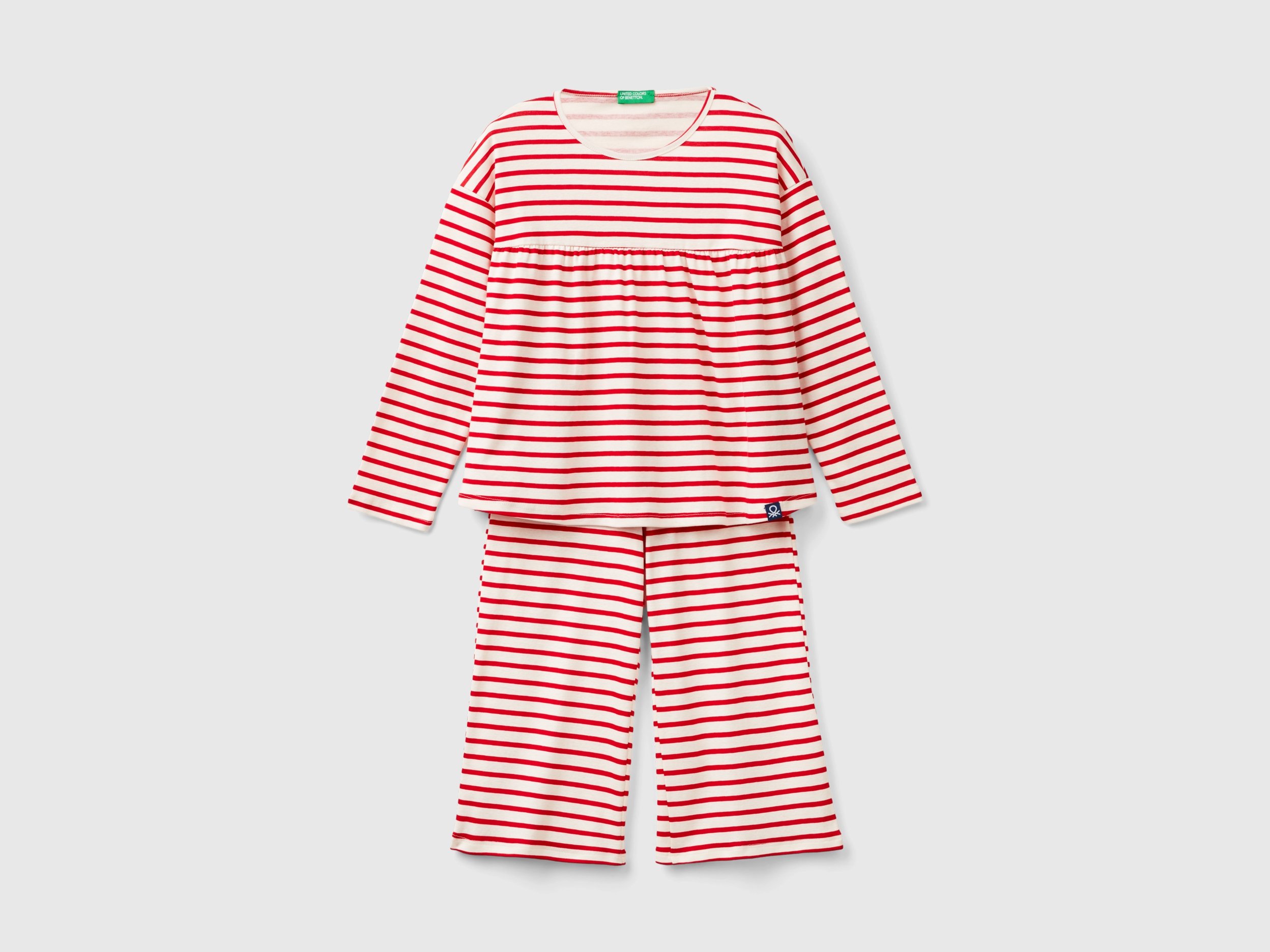 Benetton, Gestreifter Weiter Pyjama Aus Bio-baumwolle, size M, Rot, female