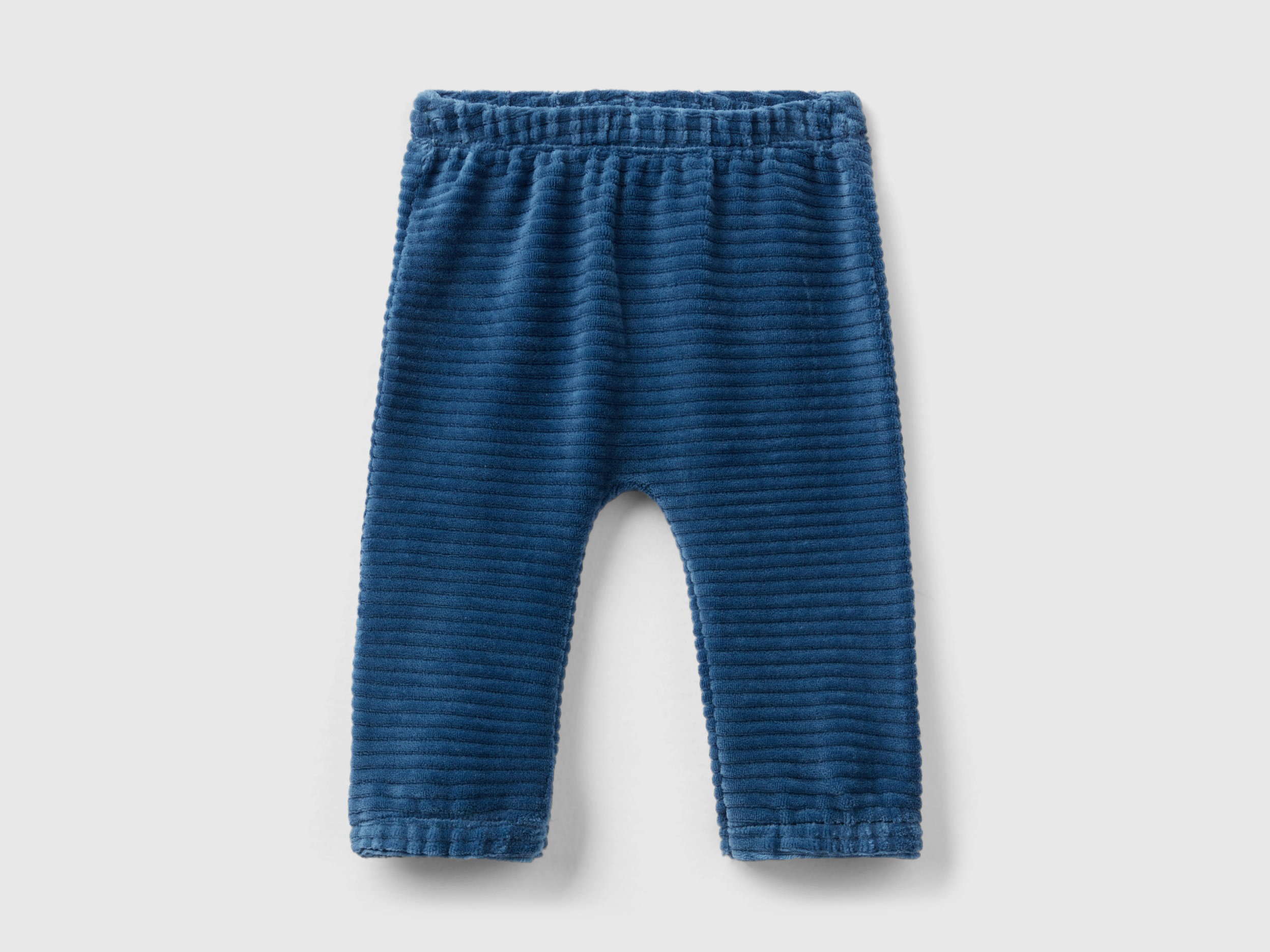 Benetton, Chenille Trousers With Embroidery, size 6-9, Blue, Kids