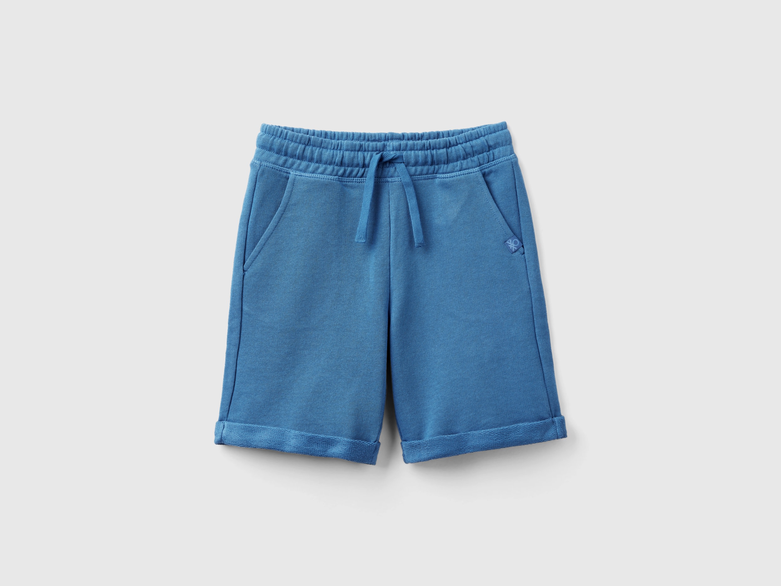 Benetton, Bermuda In Felpa Di Puro Cotone, Blu, Bambini