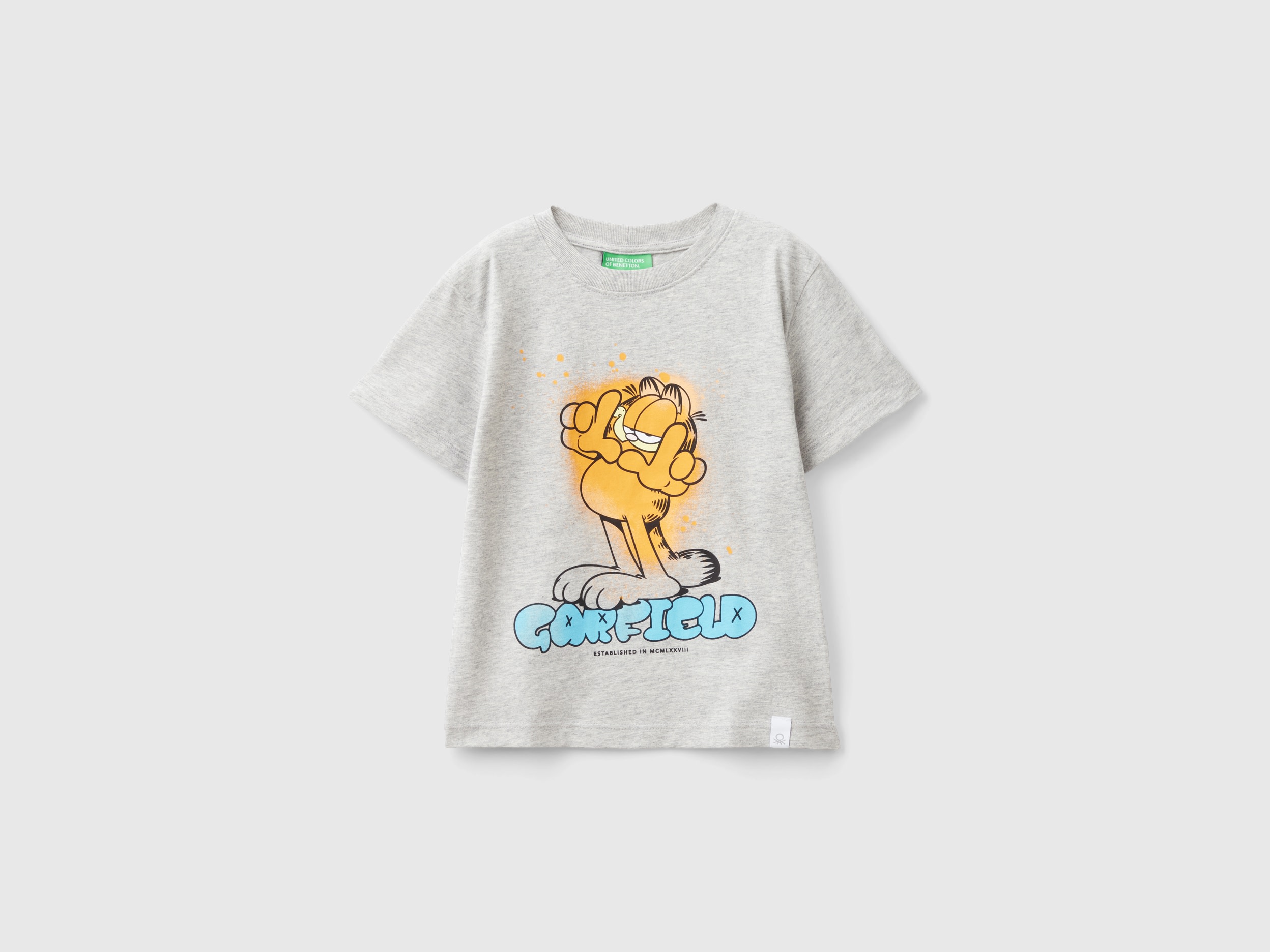 Benetton, T-shirt Garfield ©2024 By Paws, Inc., Grigio Chiaro, Bambini