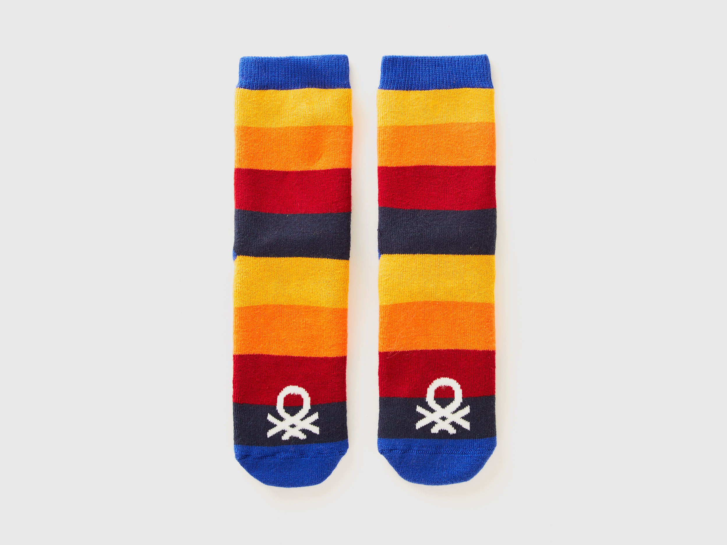 Benetton, Calzini Antiscivolo A Righe Multicolor, Multicolore, Bambini