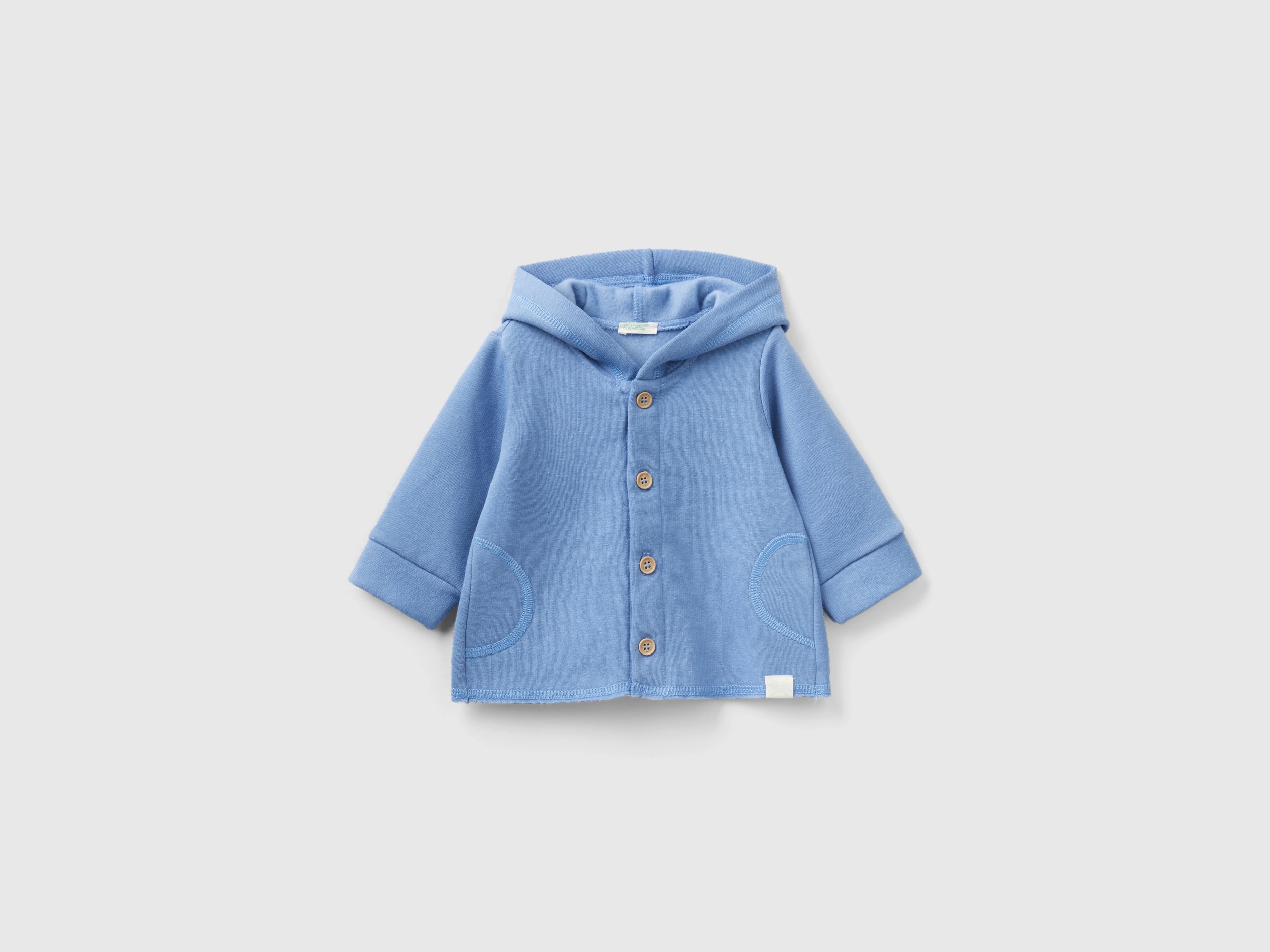 Benetton, Hoodie In Recycled Fabric, size 0-1, Light Blue, Kids