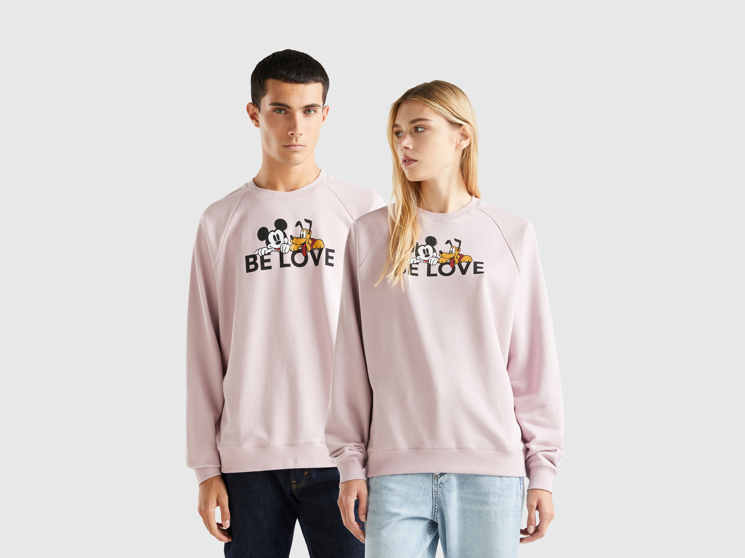 Benetton, Pink Mickey Mouse & Pluto Sweatshirt, size L, Pink, Women