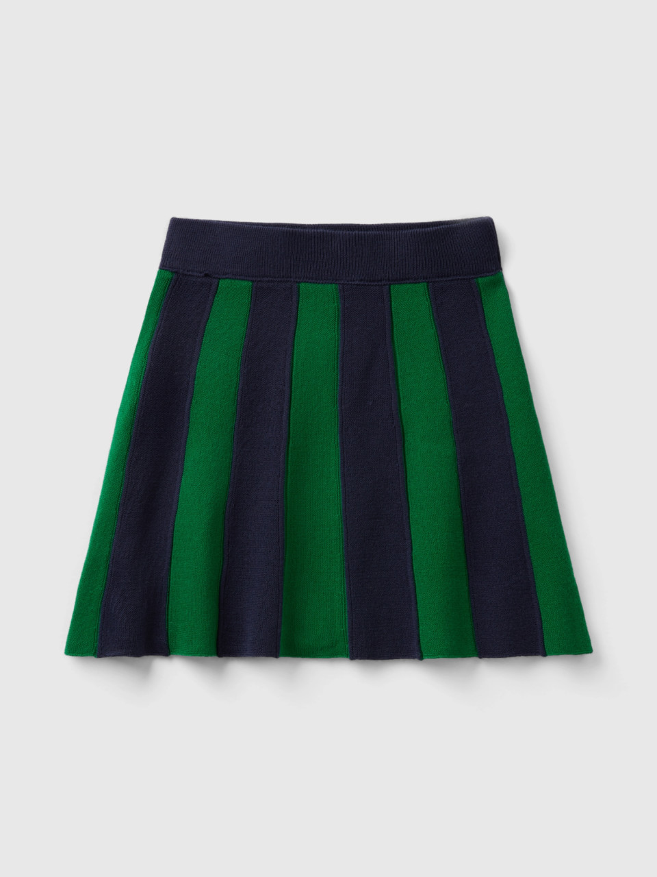 Benetton, Skirt With Vertical Stripes, Green, Kids