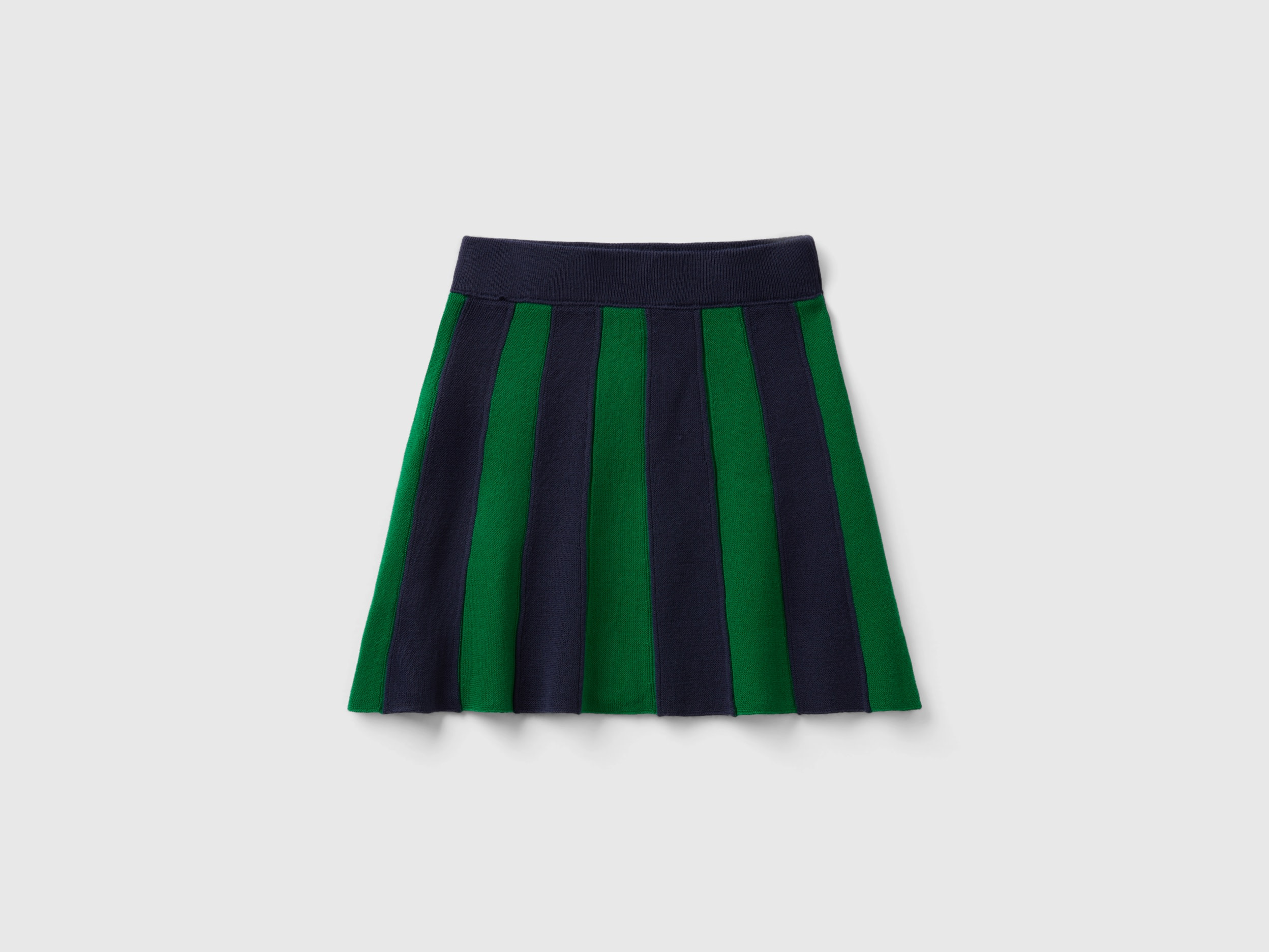 Benetton, Skirt With Vertical Stripes, size S, Green, Kids