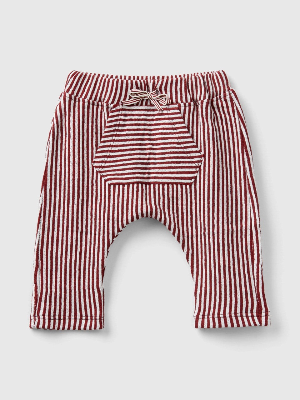 Benetton, Striped Trousers With Pocket, Burgundy, Kids