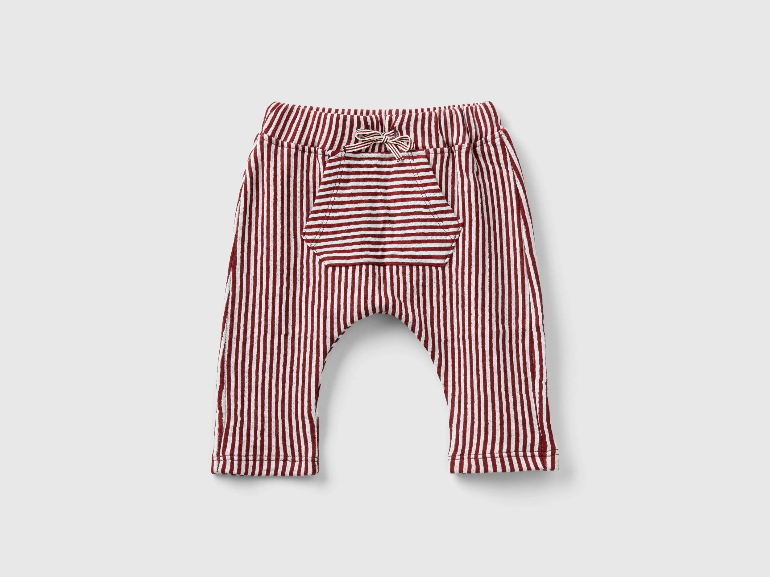 Benetton, Striped Trousers With Pocket, Size 3-6, Burgundy, Kids
