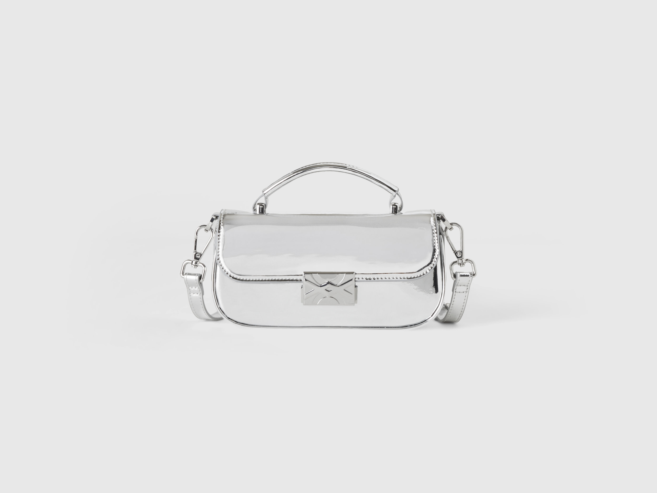 Benetton, Shiny Silver Mini Bag, size OS, Silver, Women