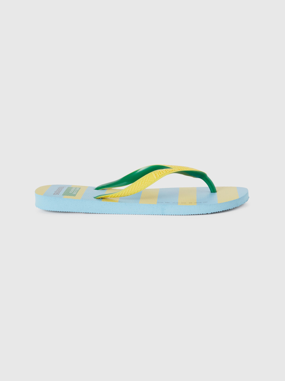 Benetton, Havaianas Flip Flops With Yellow And Light Blue Stripes, Multi-color, Women