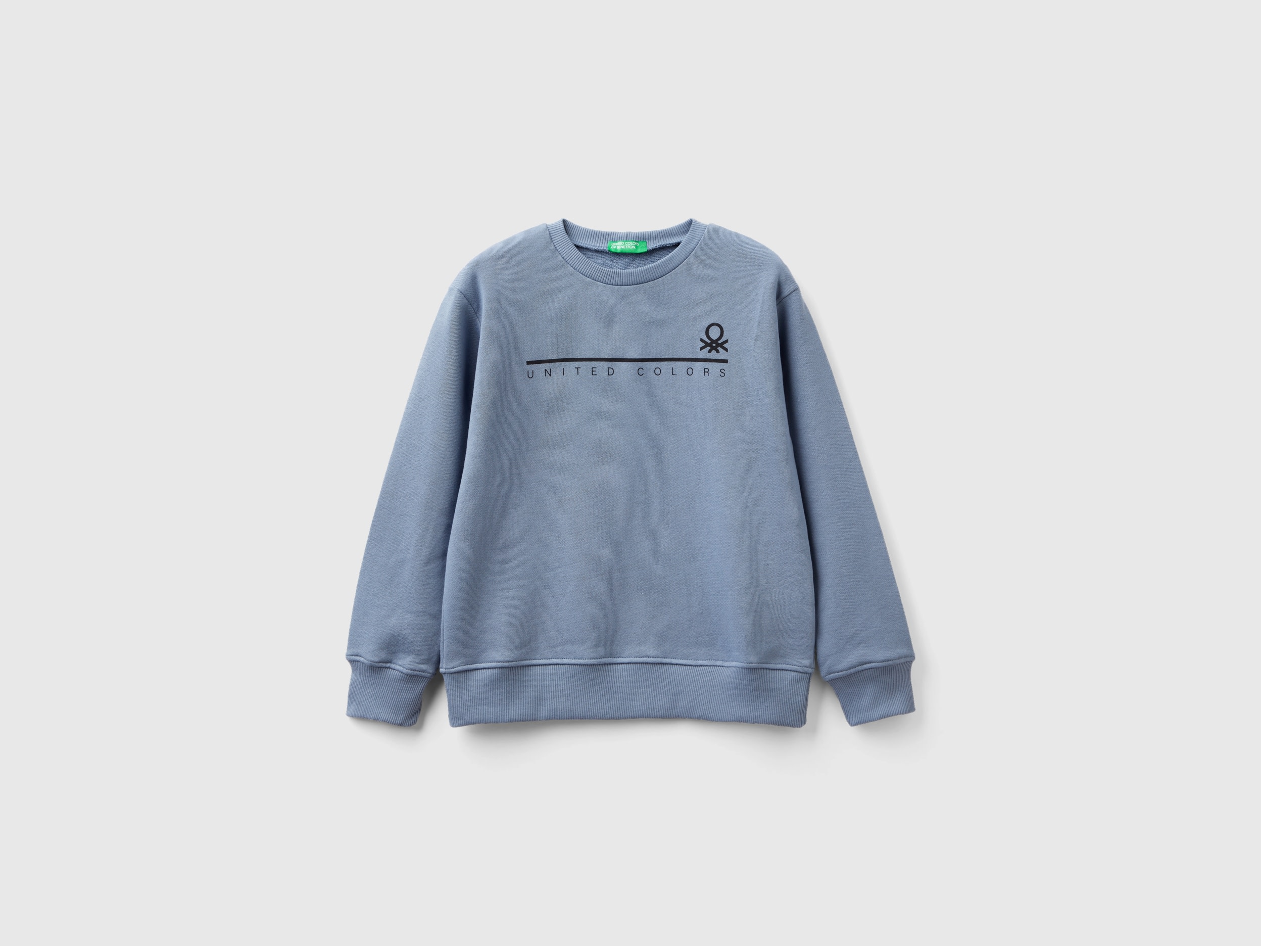 Benetton, Sweatshirt With Logo Print, size 2XL, Air Force Blue, Kids
