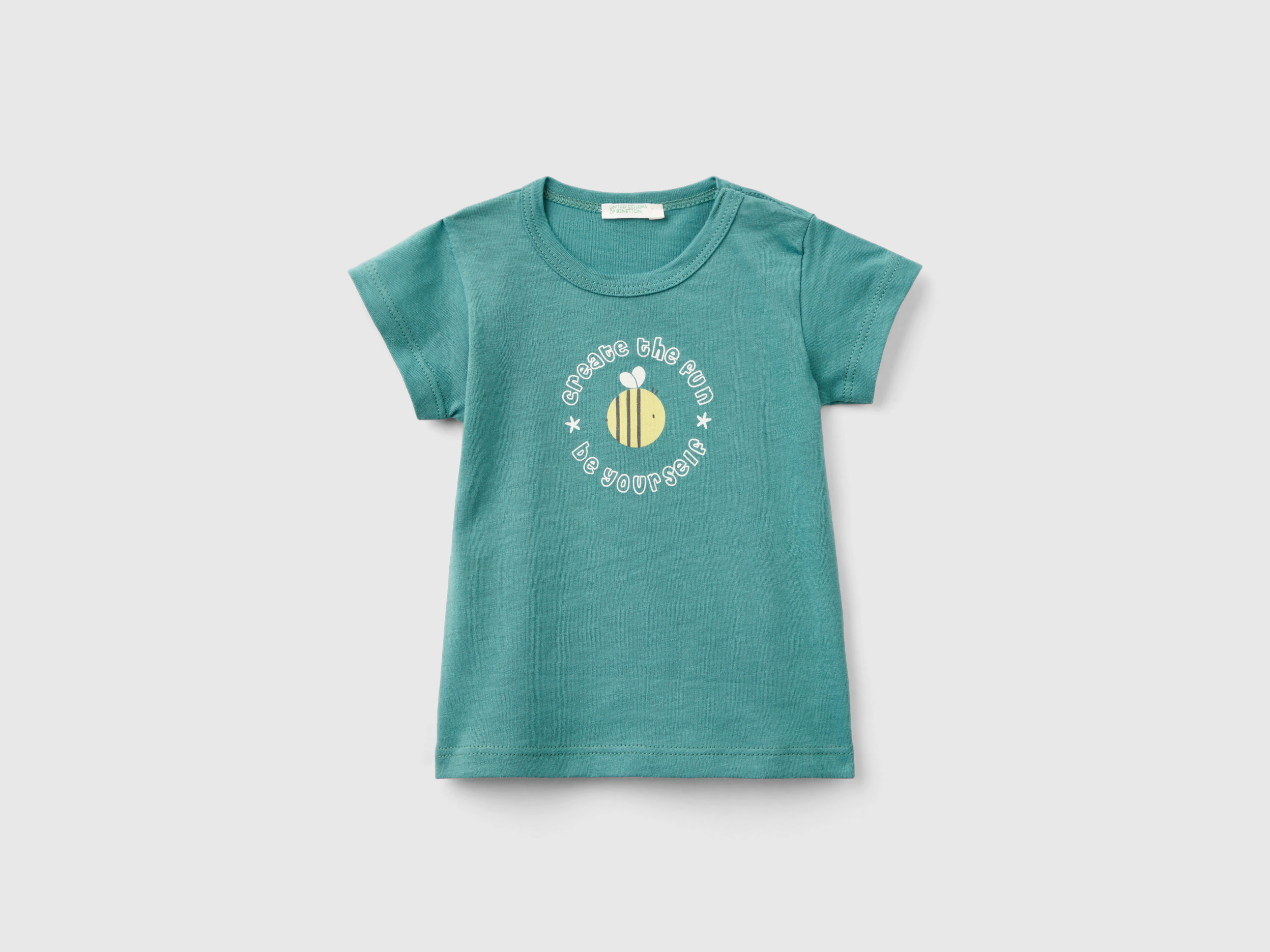 Benetton, Short Sleeve T-shirt In 100% Organic Cotton, size 1-3, Green, Kids