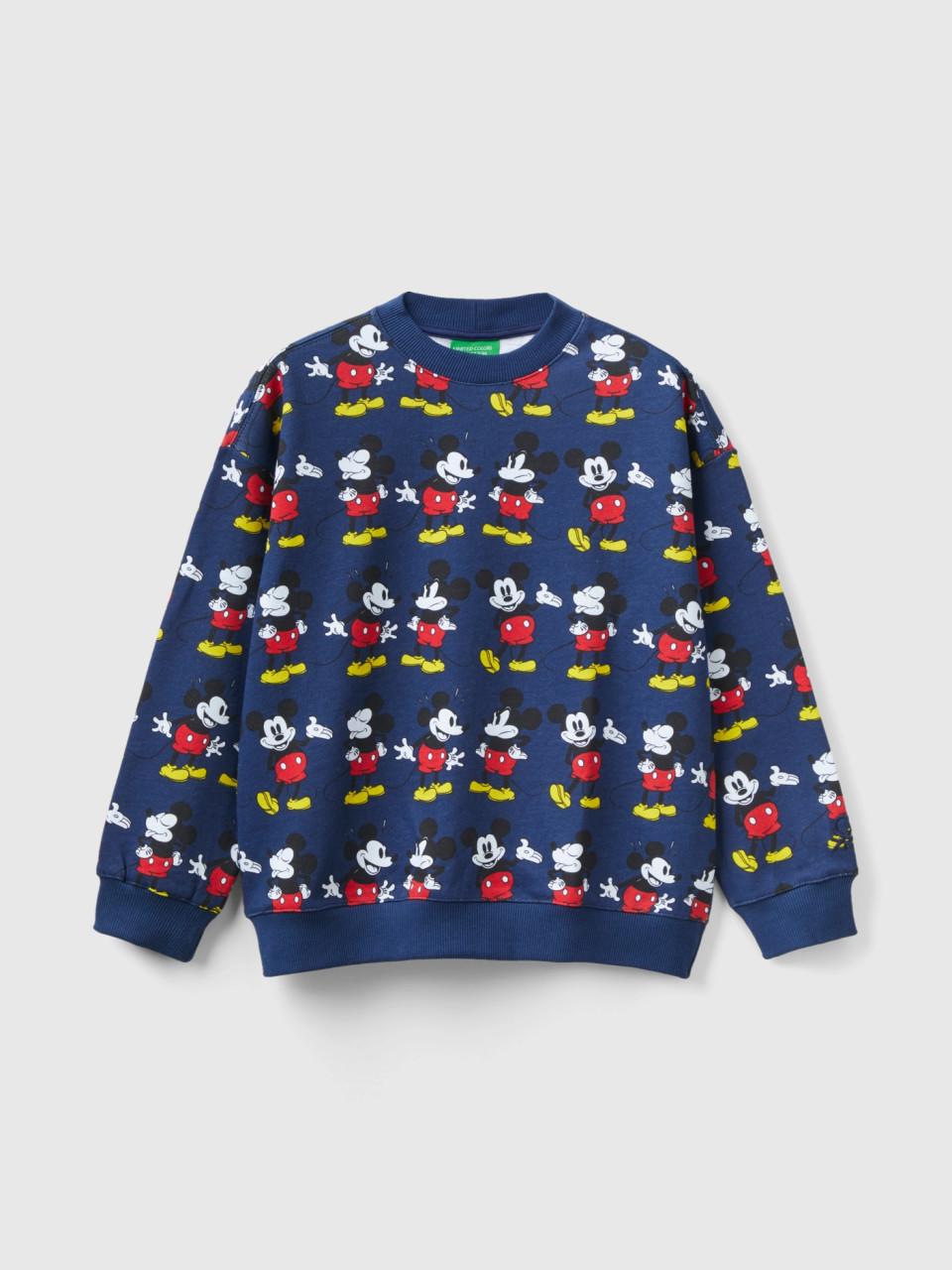 Benetton, Sweatshirt In Dunkelblau Mit Micky Maus-print, Dunkelblau, male