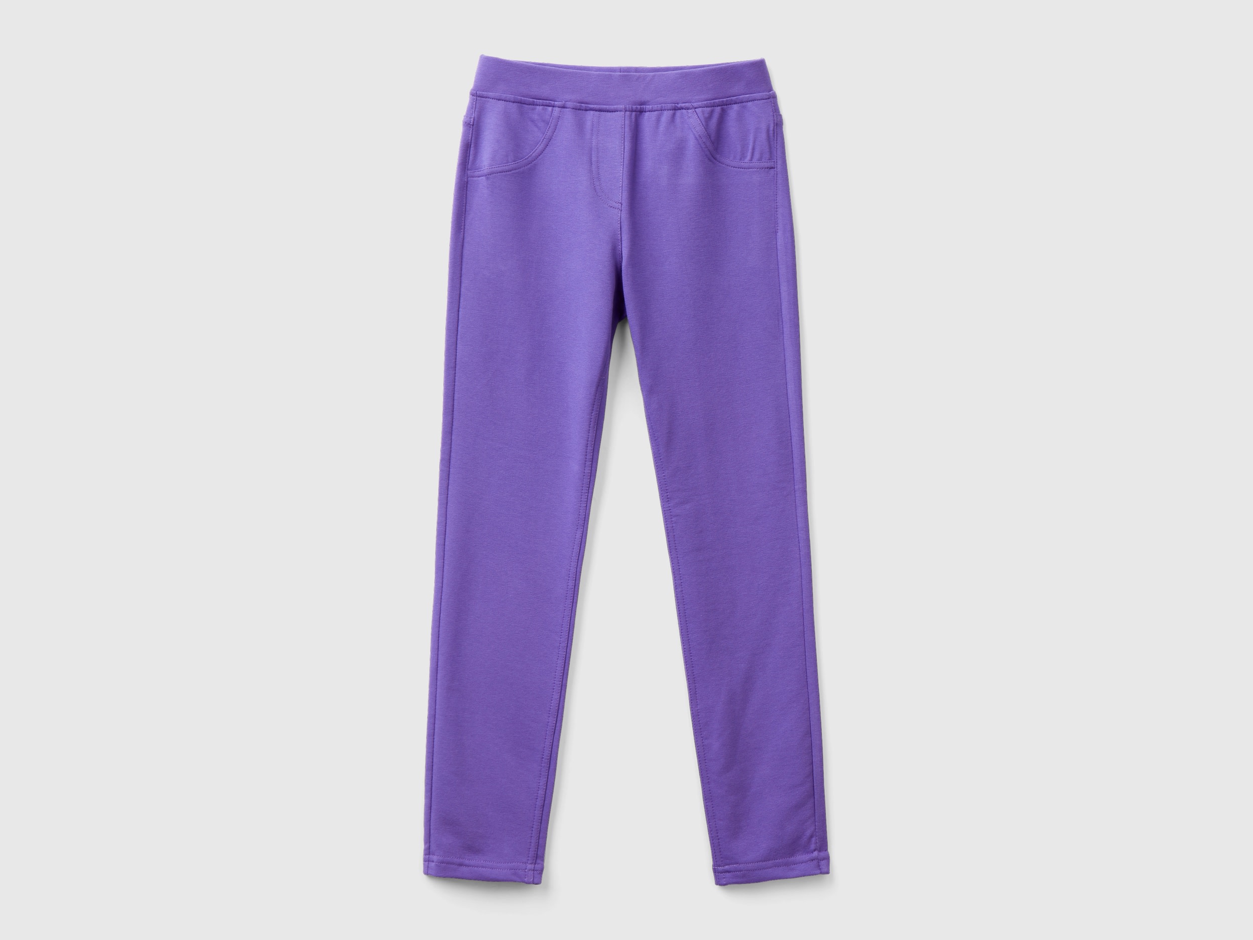 Benetton, Stretch Sweat Fabric Jeggings, size M, Violet, Kids