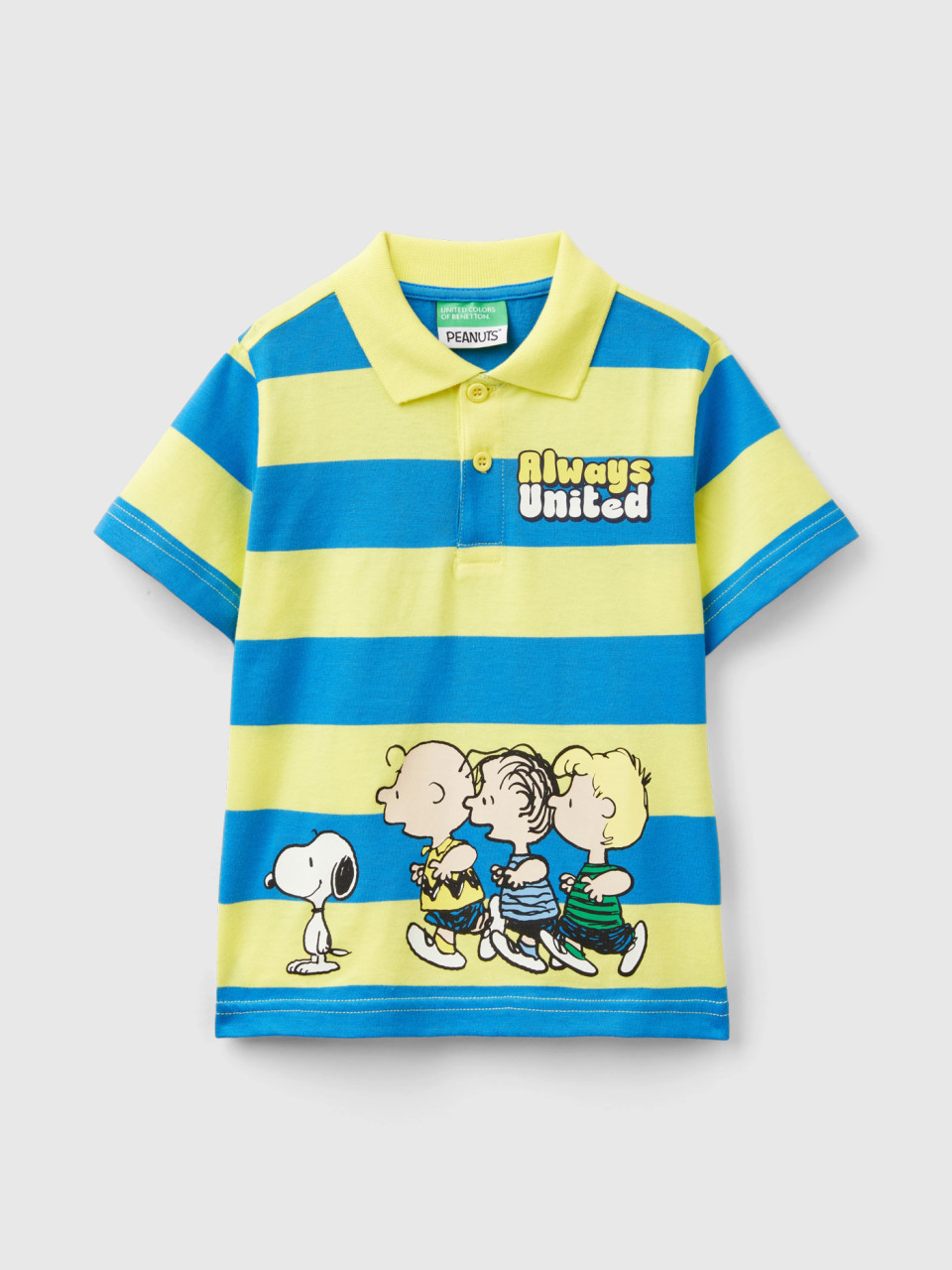 Benetton, ©peanuts Striped Polo Shirt, Multi-color, Kids