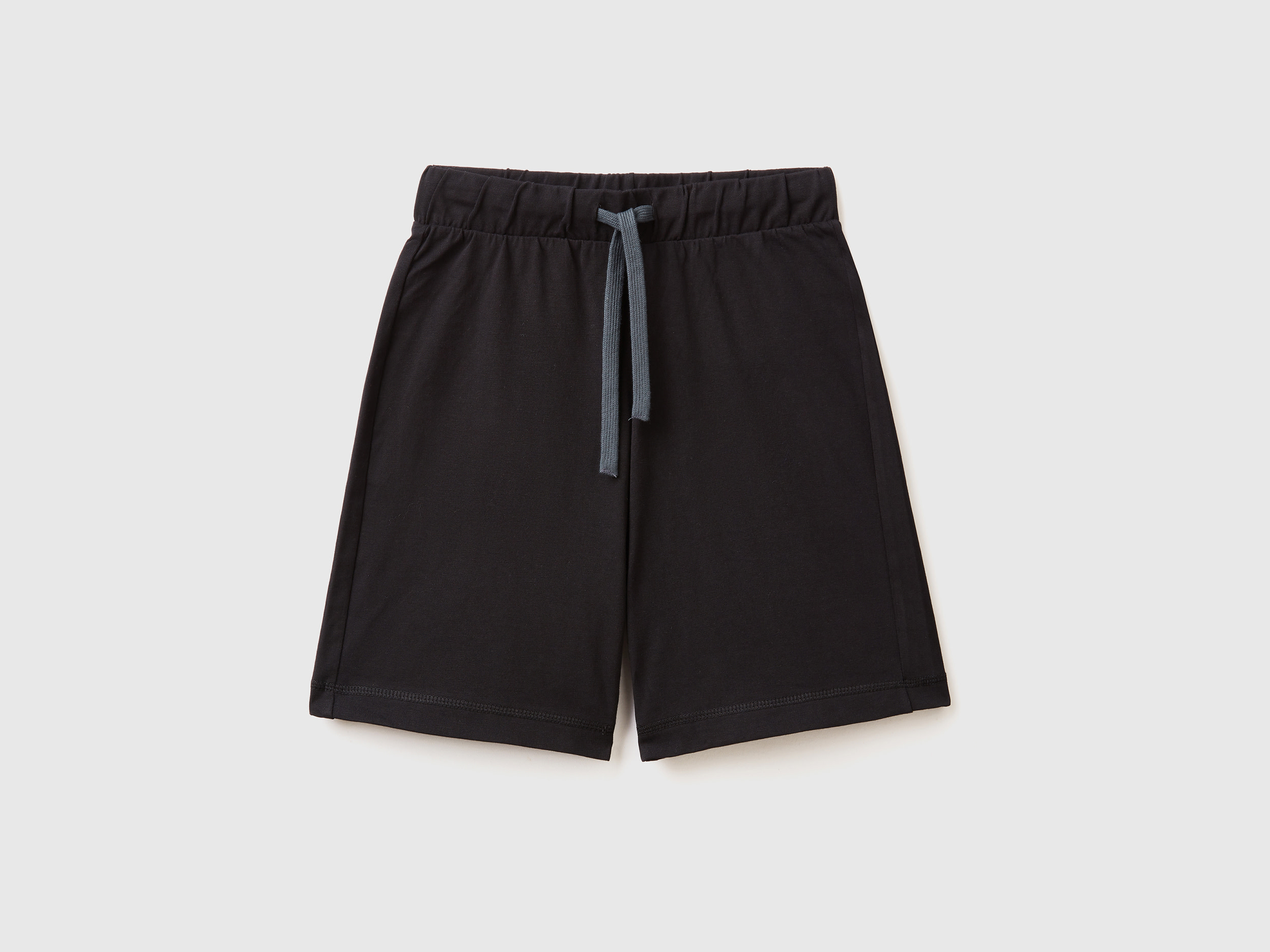 Benetton, Bermuda In 100% Cotone, Nero, Bambini