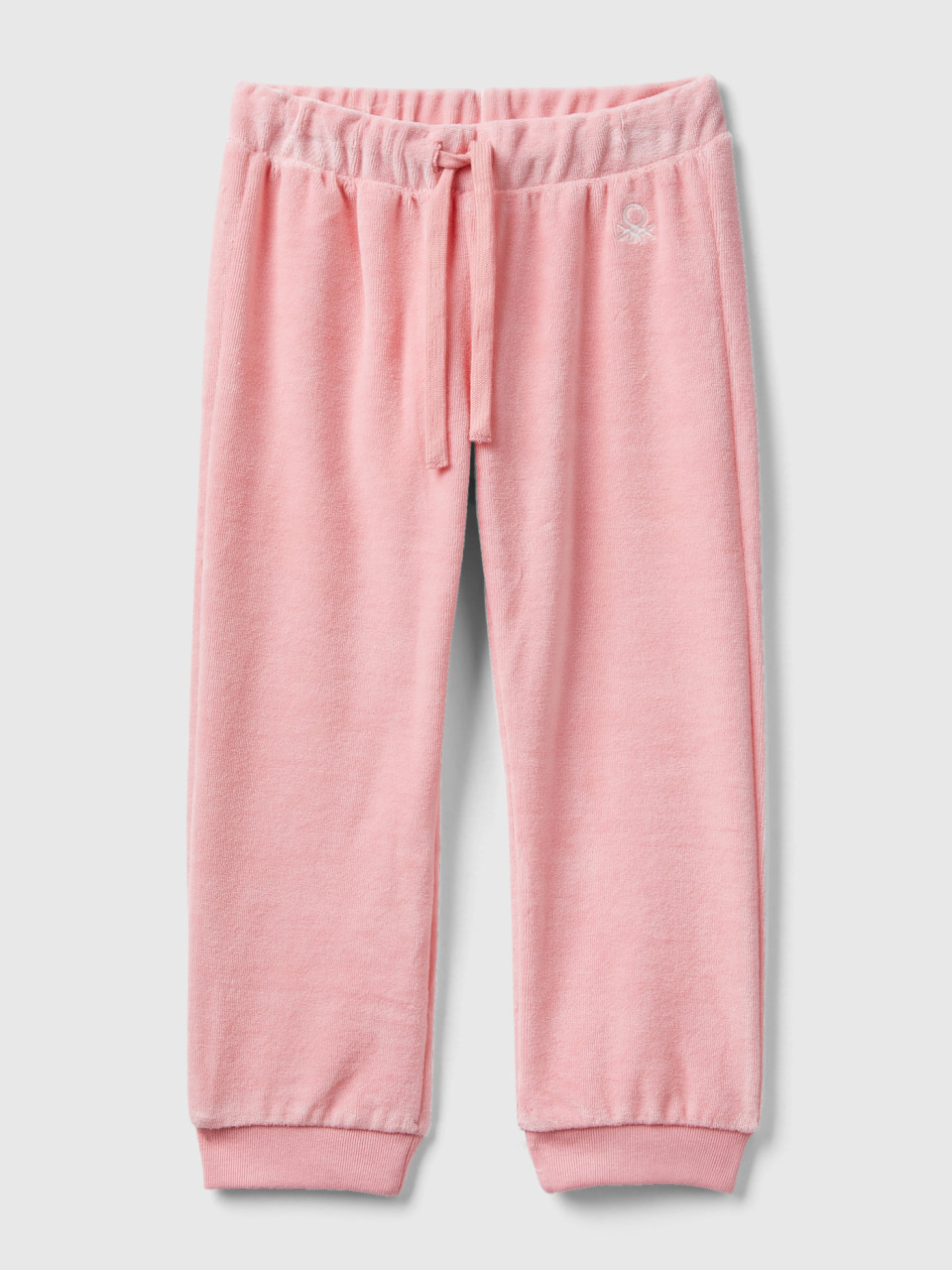 Benetton, Chenille Trousers With Logo, Pink, Kids