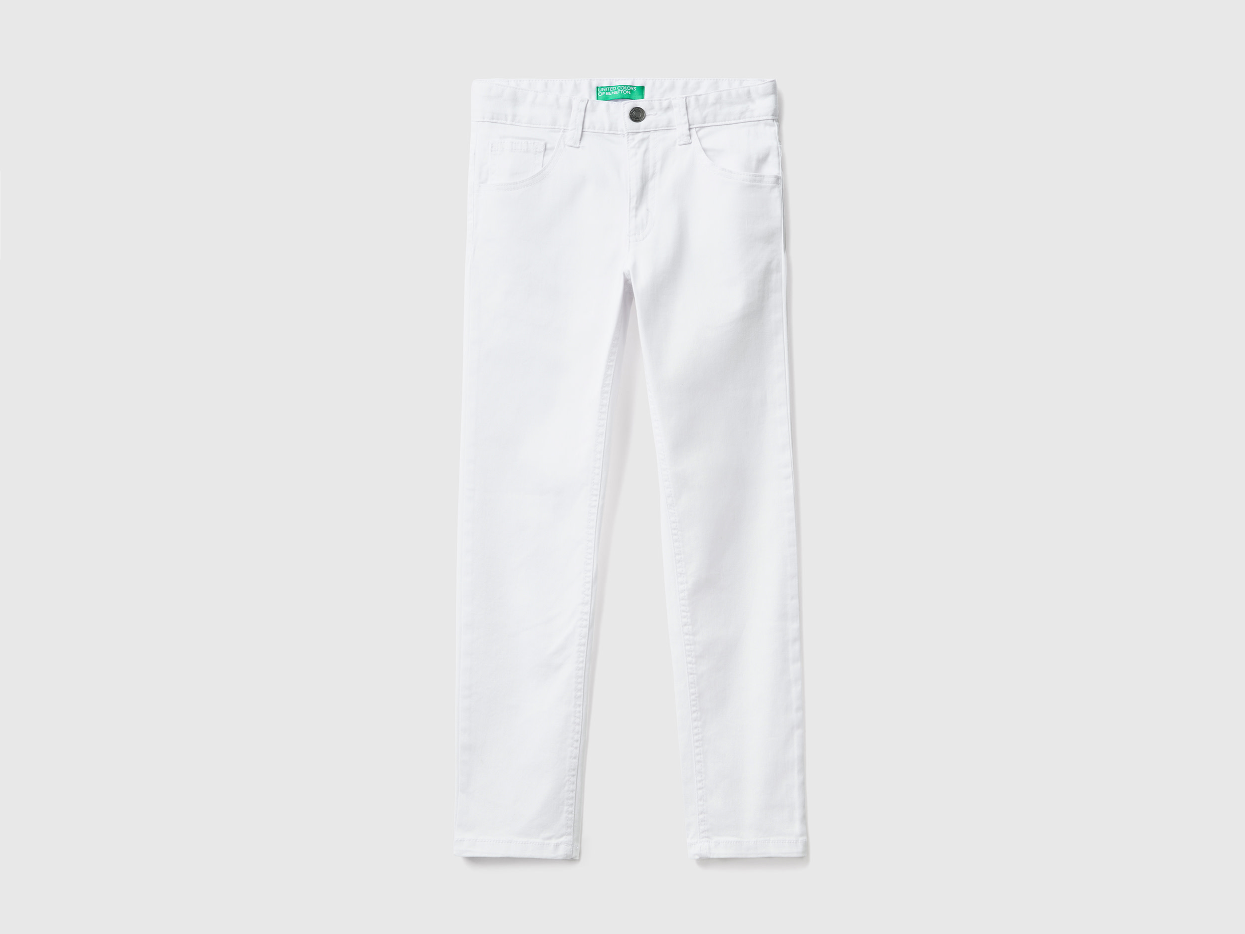 Benetton, Five Pocket Slim Fit Trousers, size 2XL, White, Kids