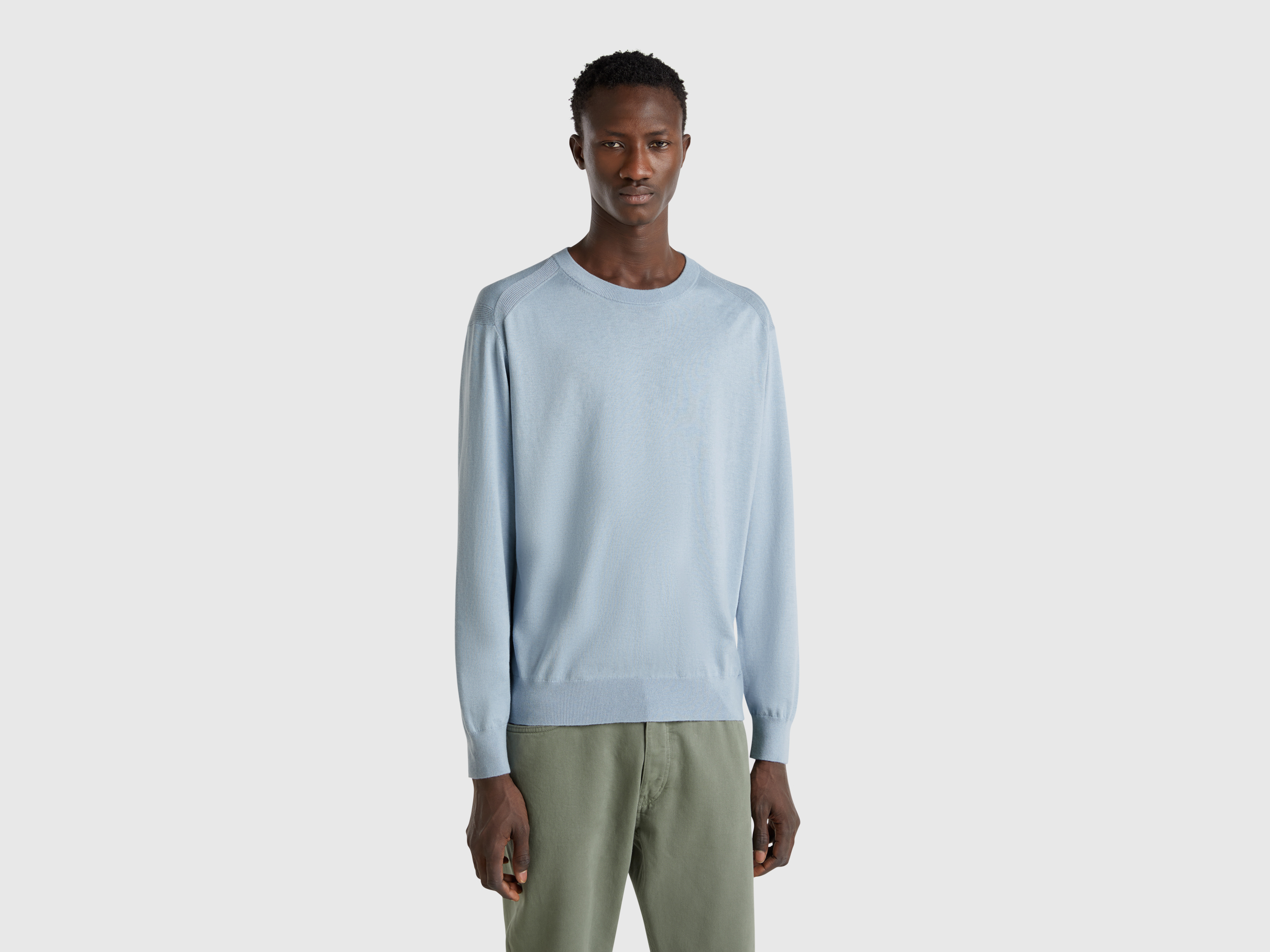Benetton, Pull En Viscose Et Soie Mélangées, taille XXL, Bleu Clair - United Colors of Benetton - Modalova