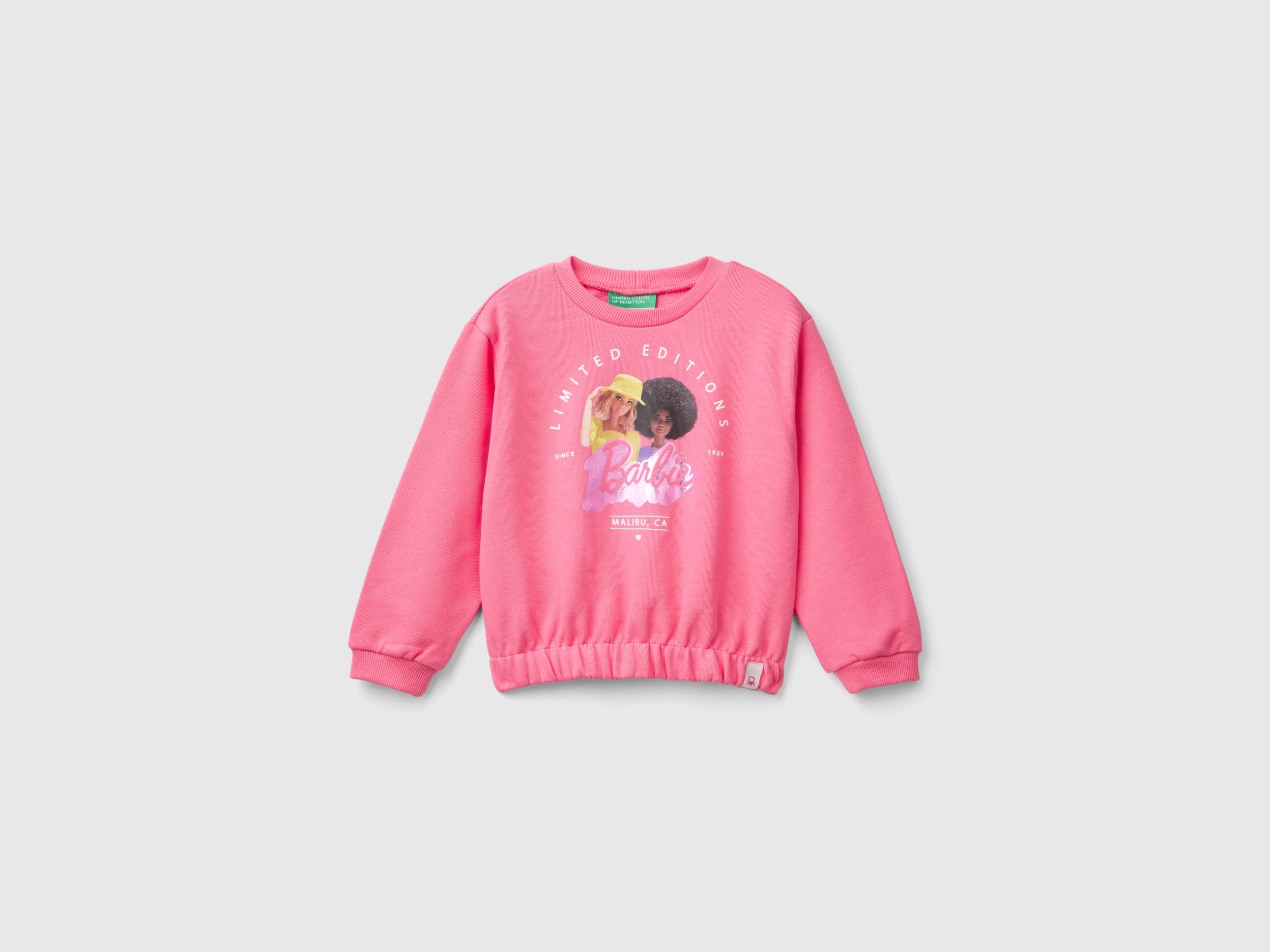 Benetton, Rosa Barbie-sweater Mit Laminiertem Druck, size 82, Pink, female