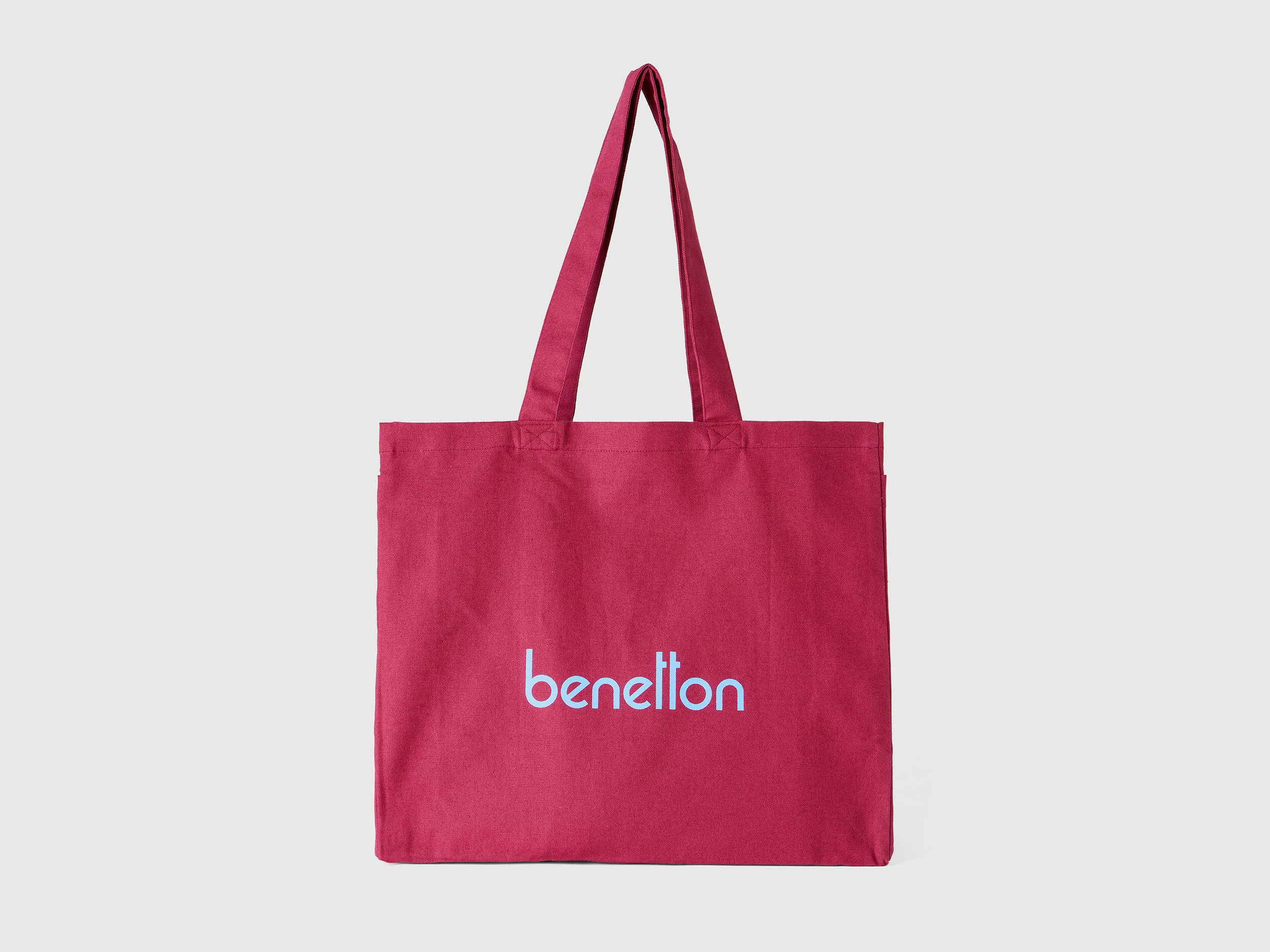 Benetton, Burgundy Tote Bag In Pure Cotton, size OS, Burgundy, Women