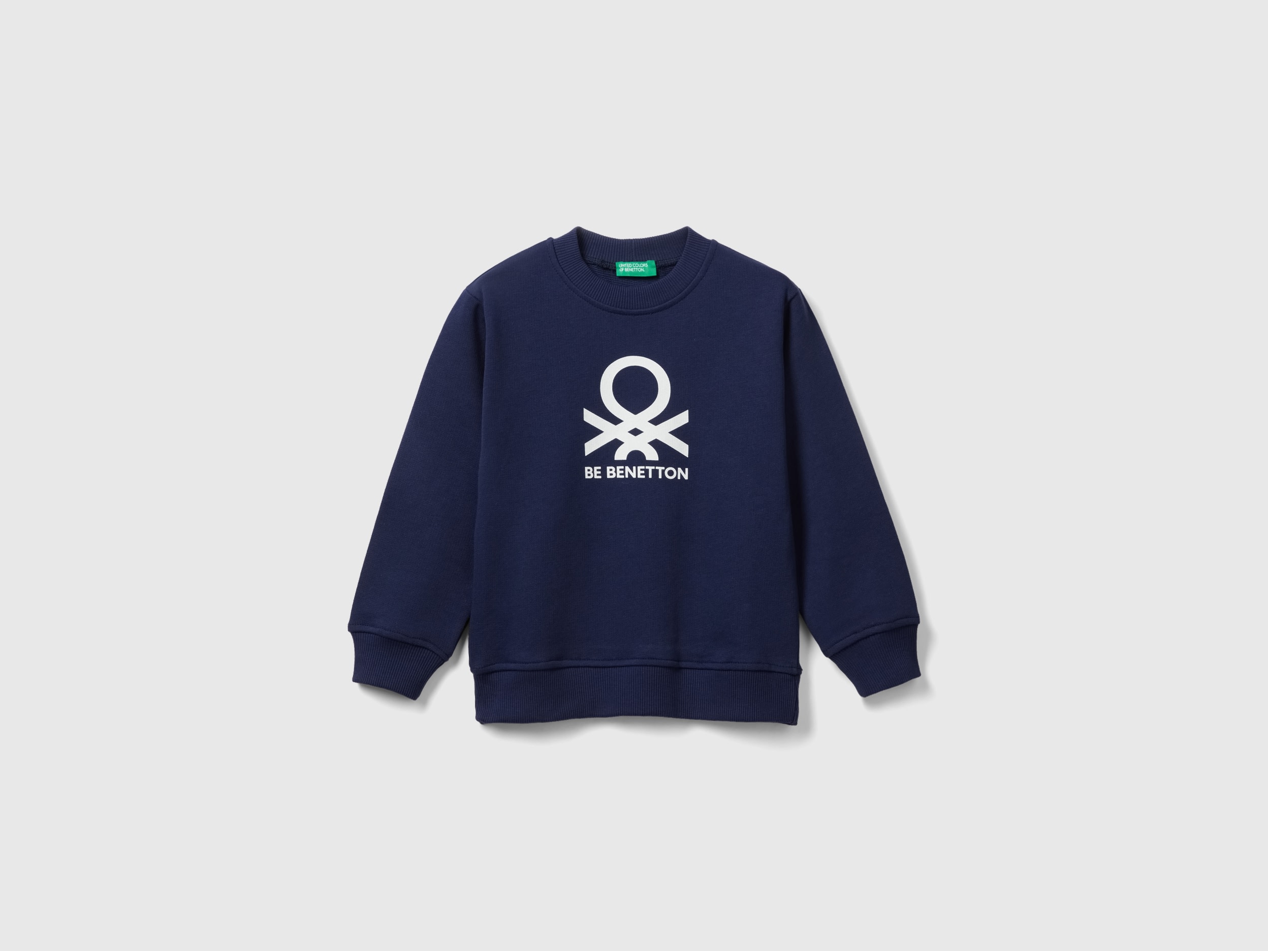 Benetton, Sweatshirt In 100% Organic Cotton, size 2-3, Dark Blue, Kids
