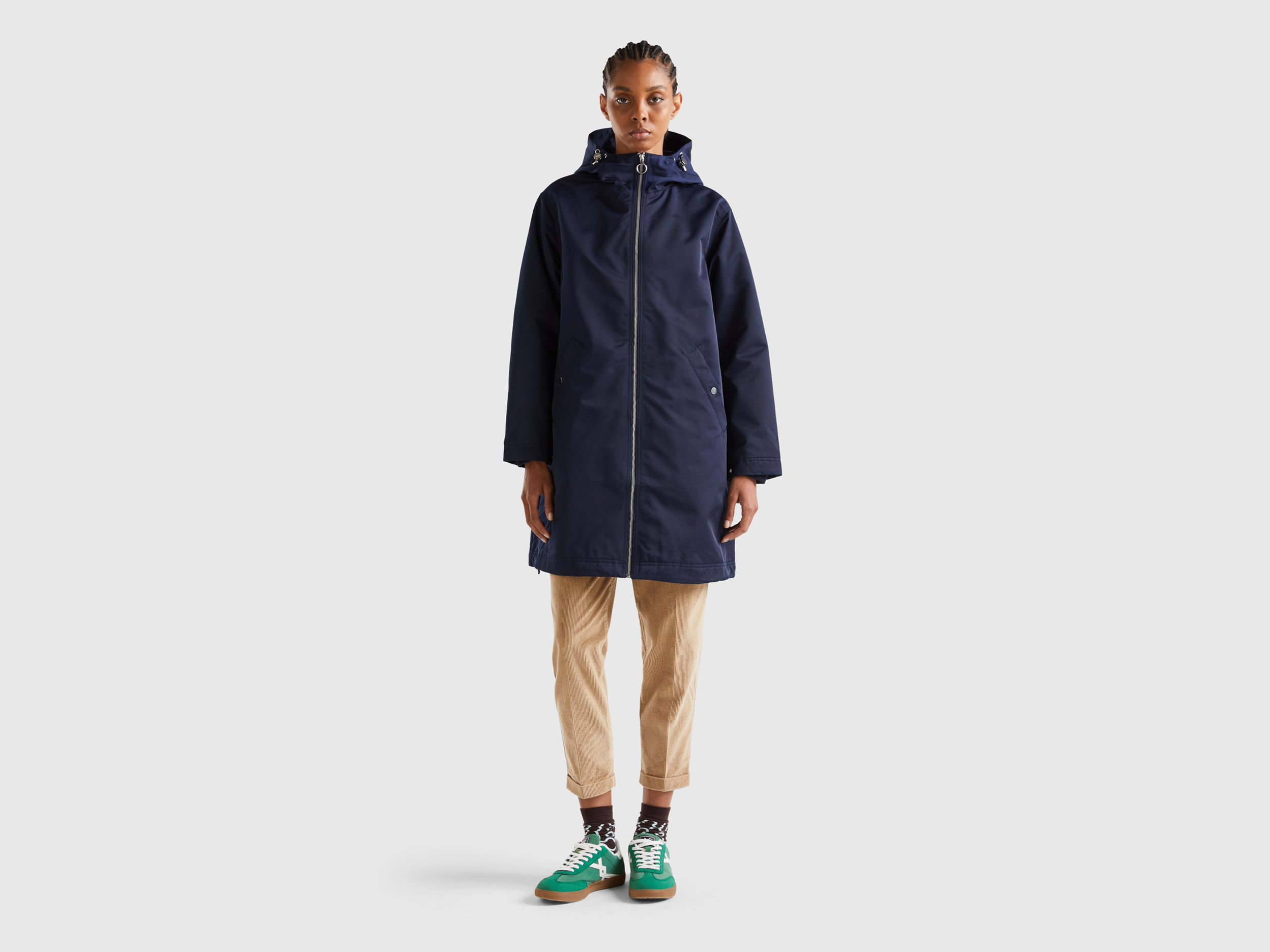 Benetton, Nylon Rainproof Jacket, size M, Dark Blue, Women
