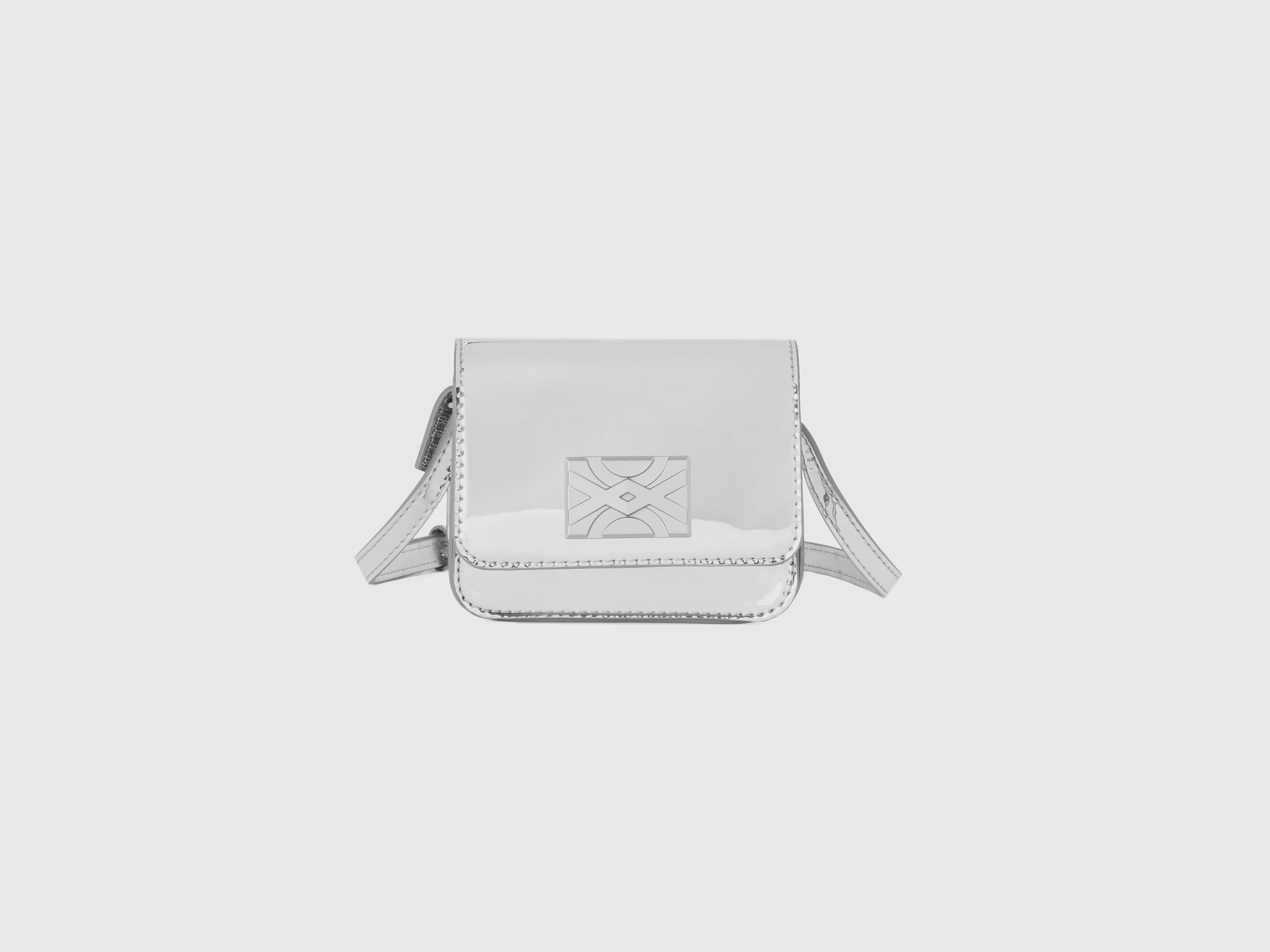 Benetton, Glossy Silver Mini Be Bag, size OS, Silver, Kids
