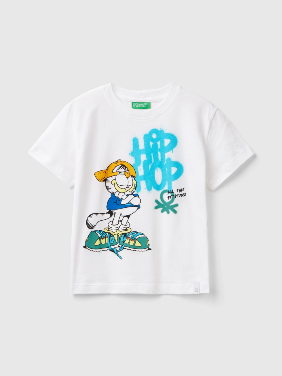 Benetton, T-shirt Garfield ©2024 By Paws, taille 12-18, Blanc