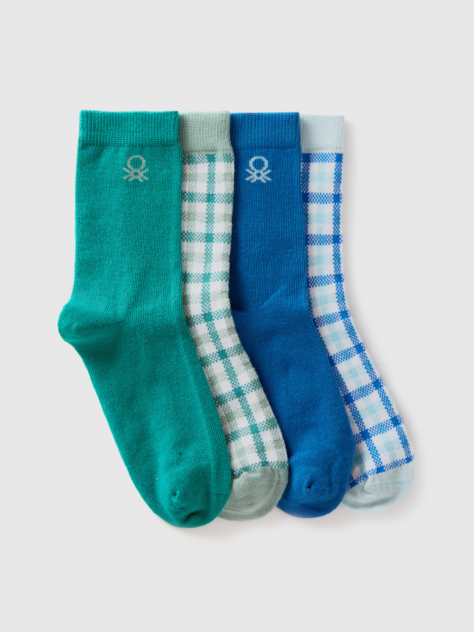 Benetton, Four Pairs Of Socks In Organic Cotton Blend, Multi-color, Kids