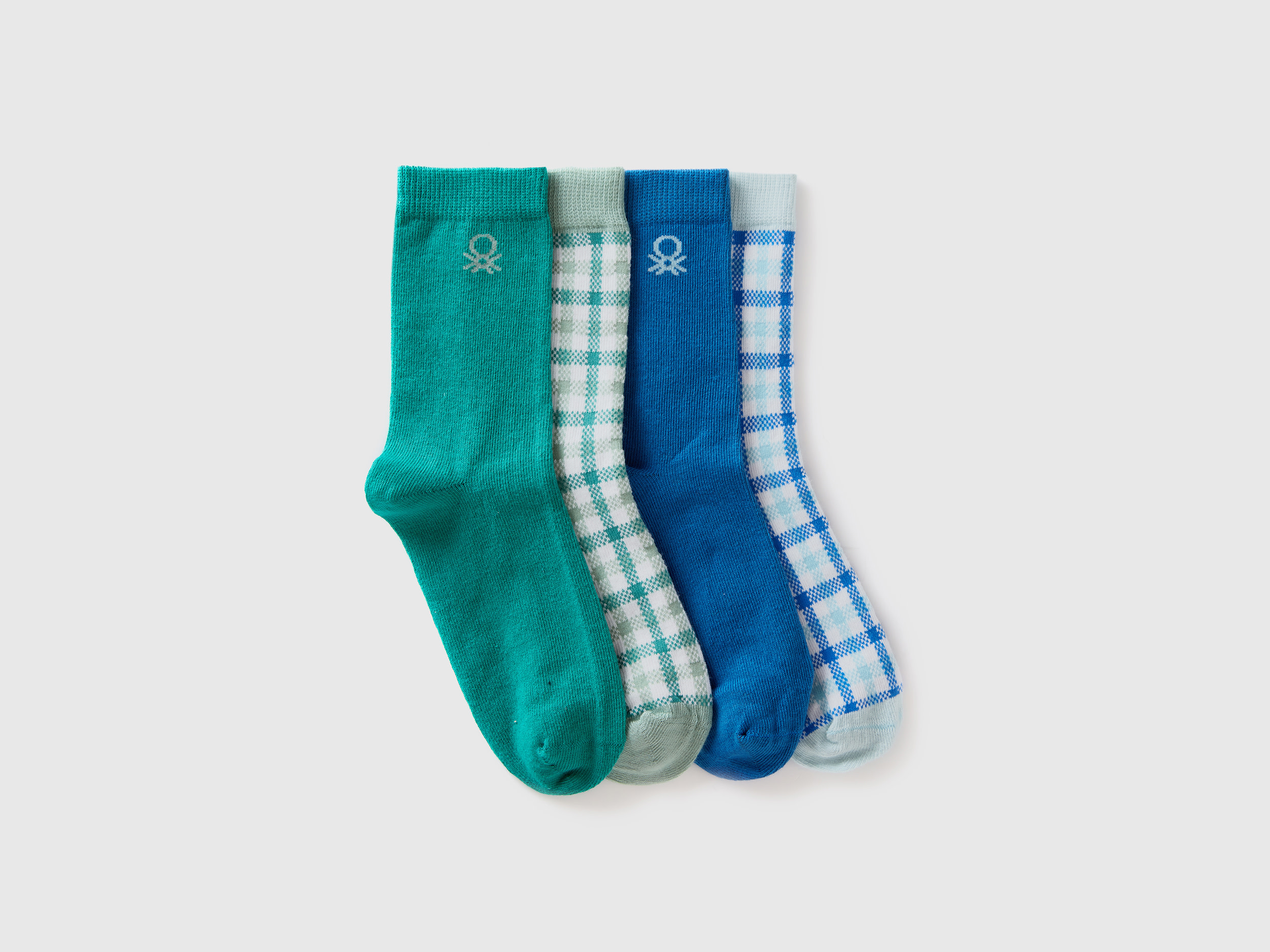 Image of Benetton, Four Pairs Of Socks In Organic Cotton Blend, size 35-38, Multi-color, Kids